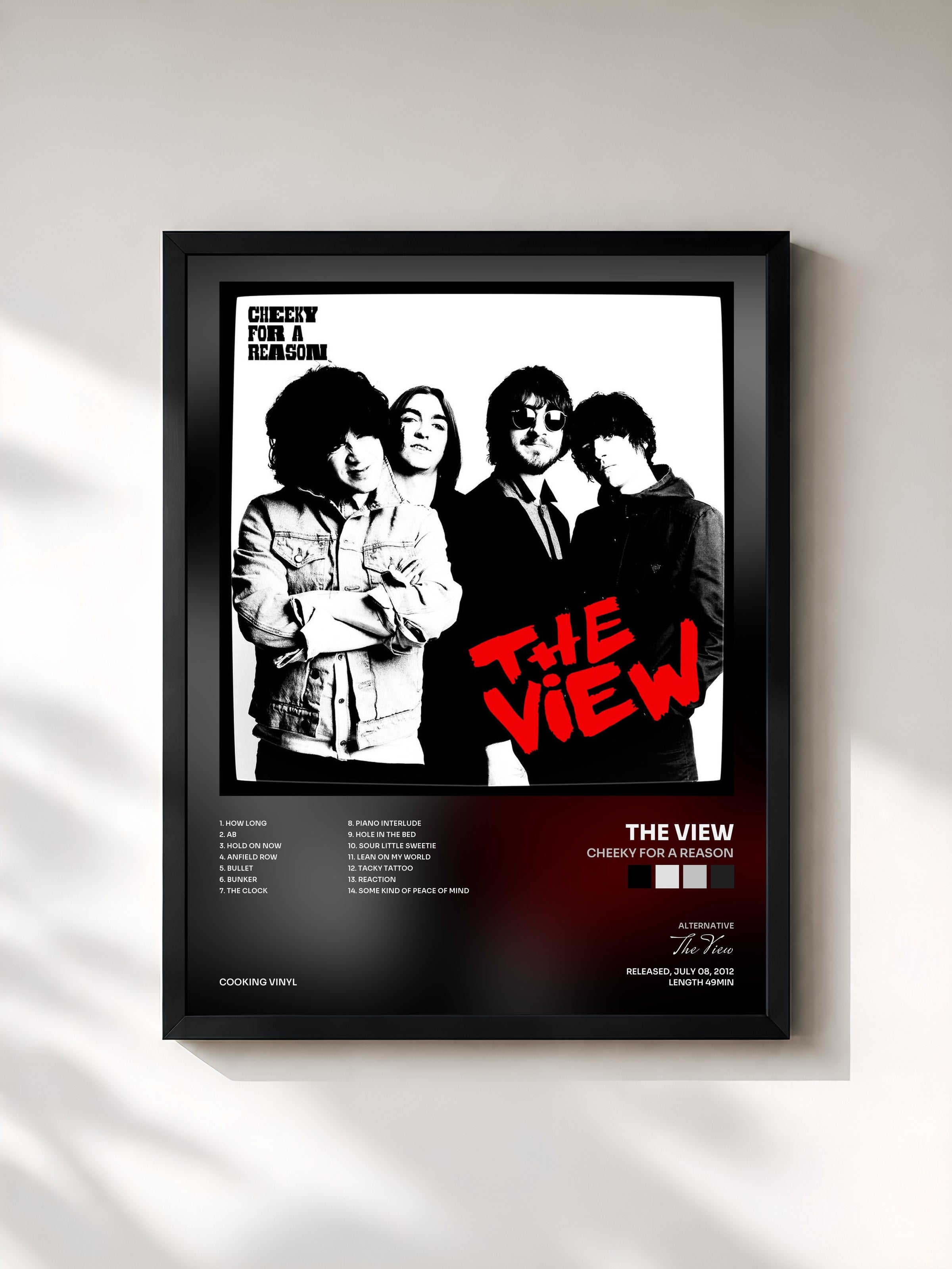 #noir Tableau de l'album Cheeky for a Reason de The View, cadre noir, imprimé et encadré en France
