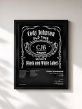 #noir Tableau de l'album Black and White Label de Cody Johnson, cadre noir, imprimé et encadré en France