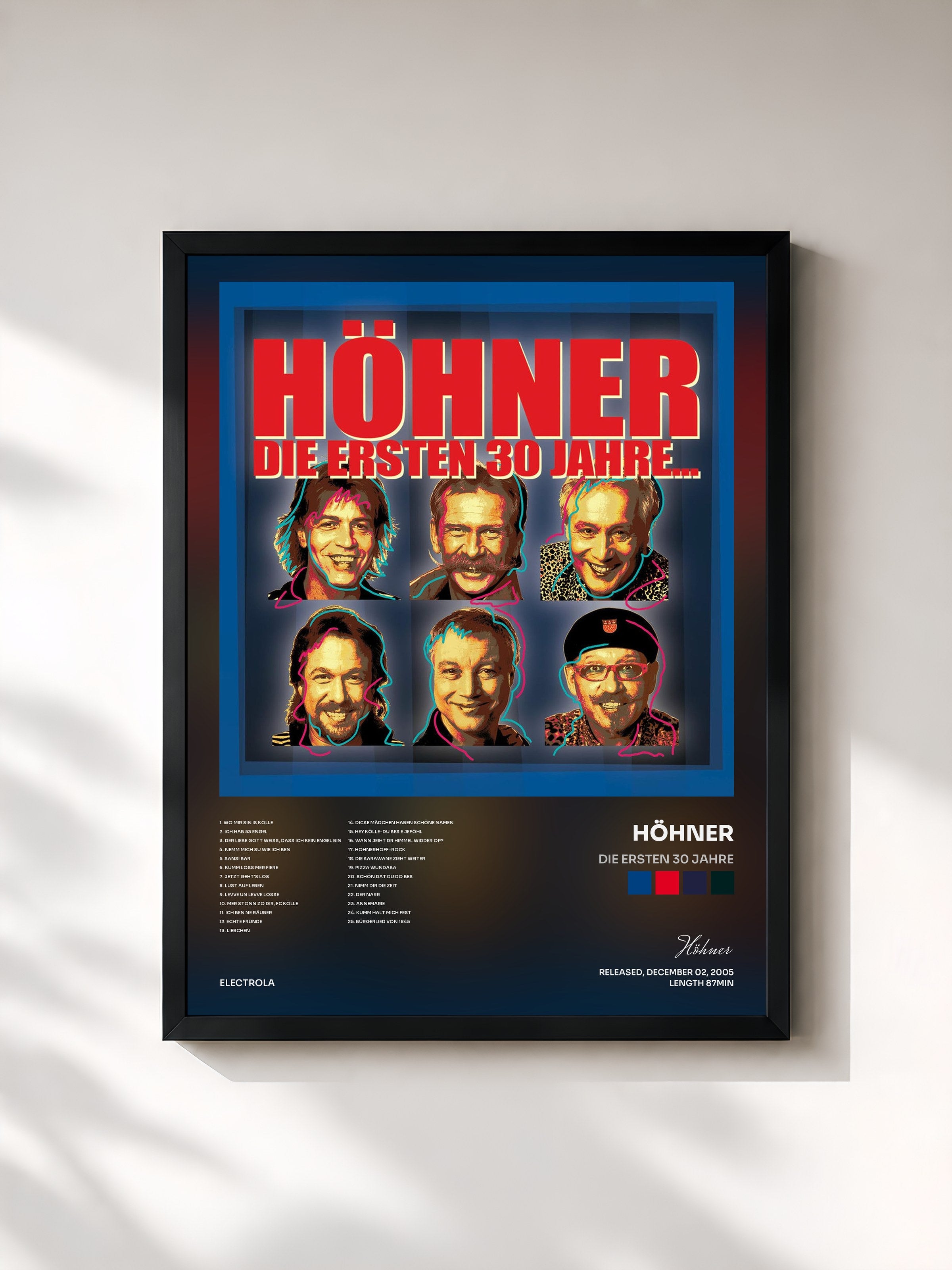 #noir Tableau de l'album Die Ersten 30 Jahre de Höhner, cadre noir, imprimé et encadré en France