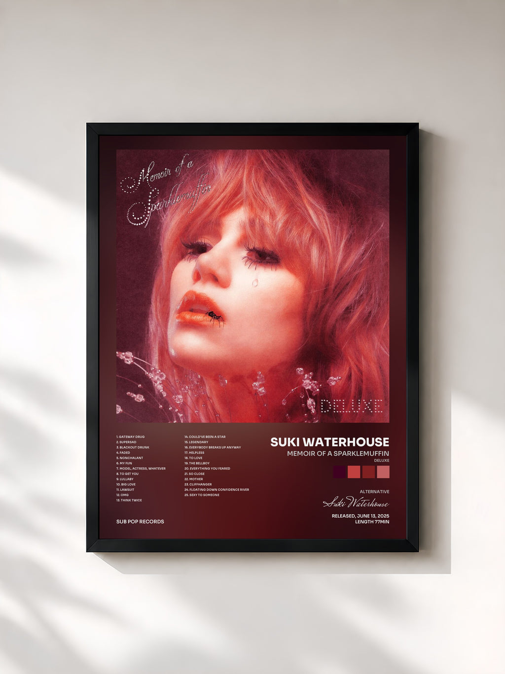 #noir Tableau de l'album Memoir of a Sparklemuffin (Deluxe) de Suki Waterhouse, cadre noir, imprimé et encadré en France
