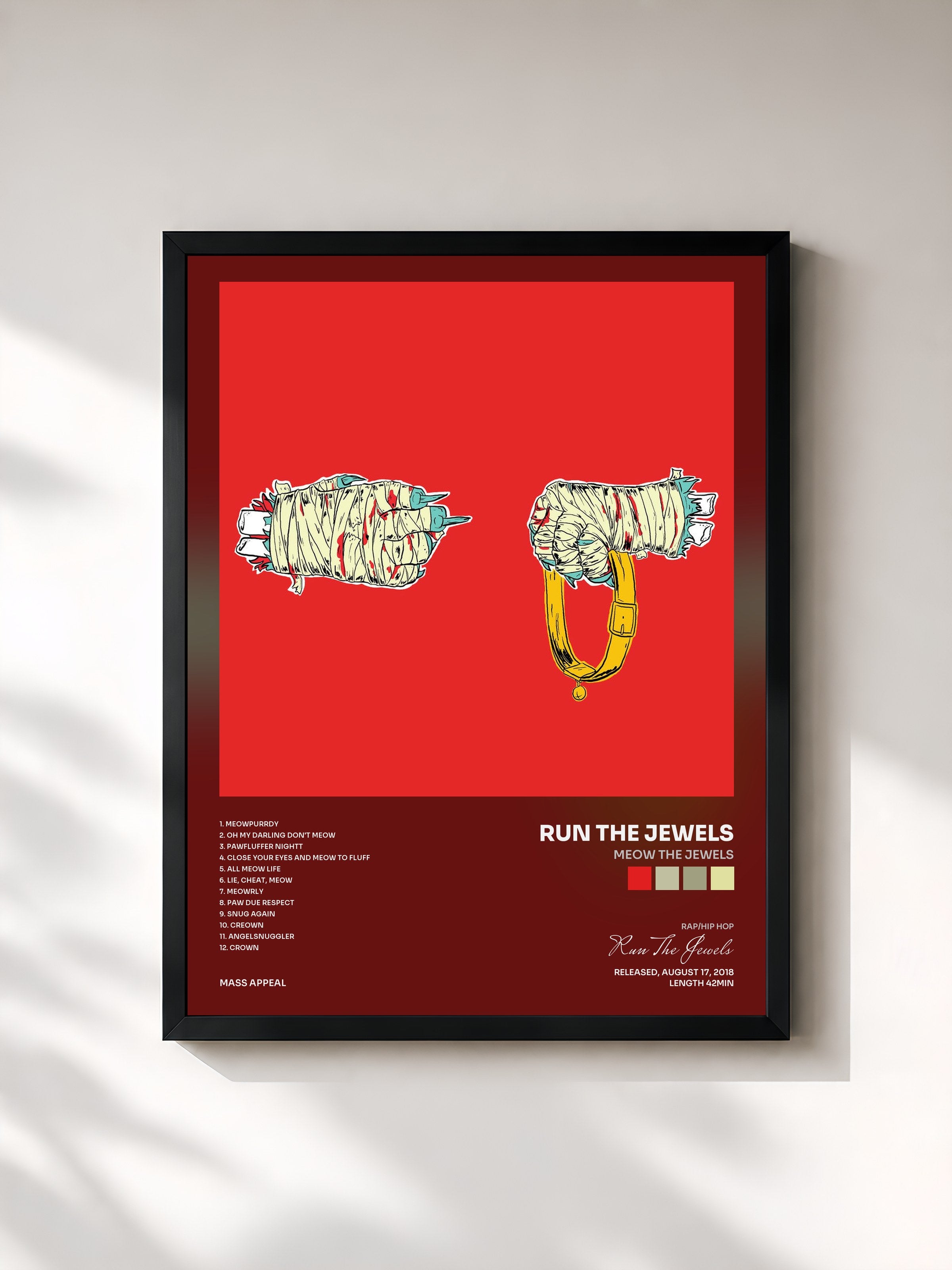 #noir Tableau de l'album Meow the Jewels de Run The Jewels, cadre noir, imprimé et encadré en France