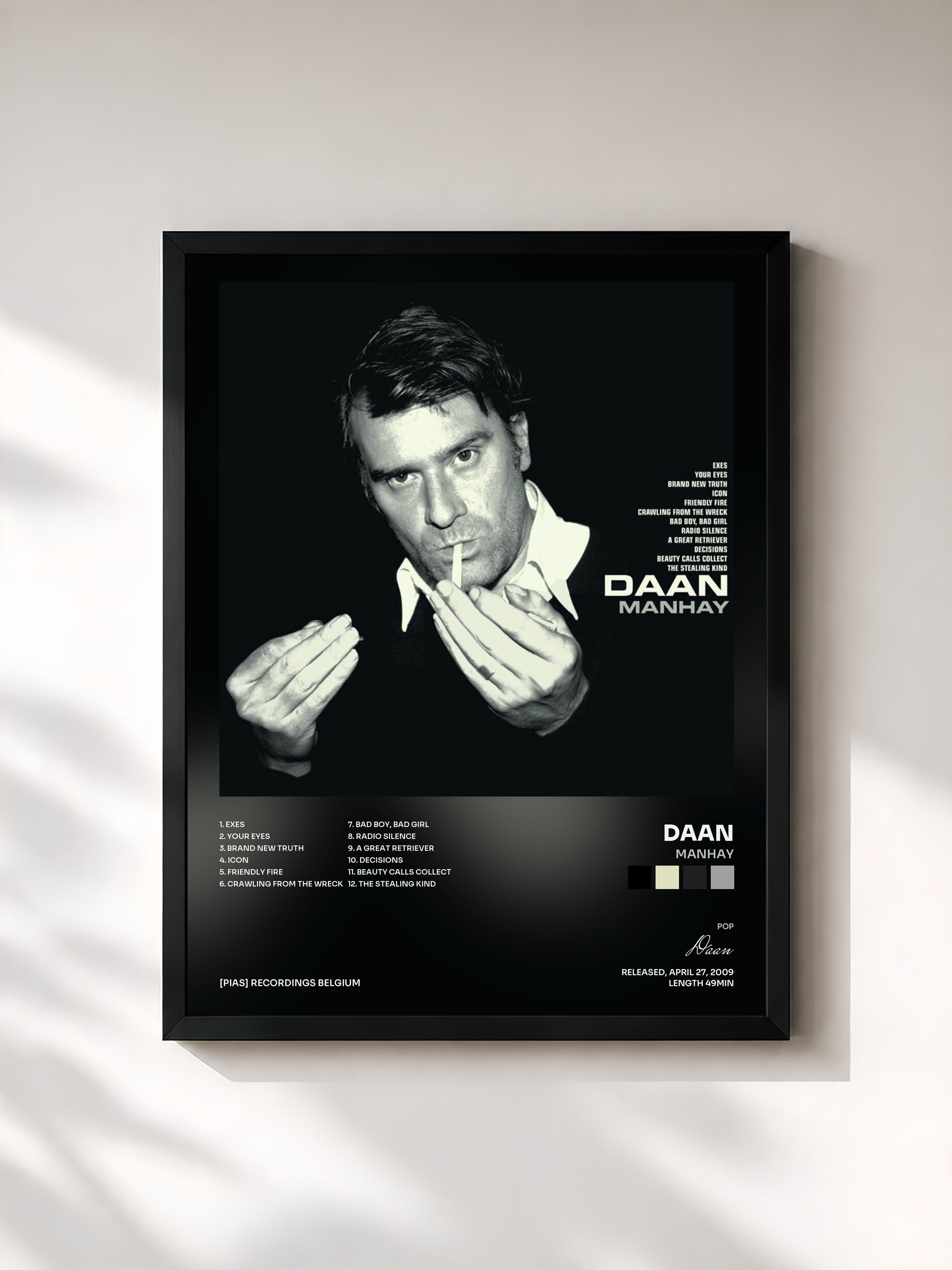 #noir Tableau de l'album Manhay de Daan, cadre noir, imprimé et encadré en France