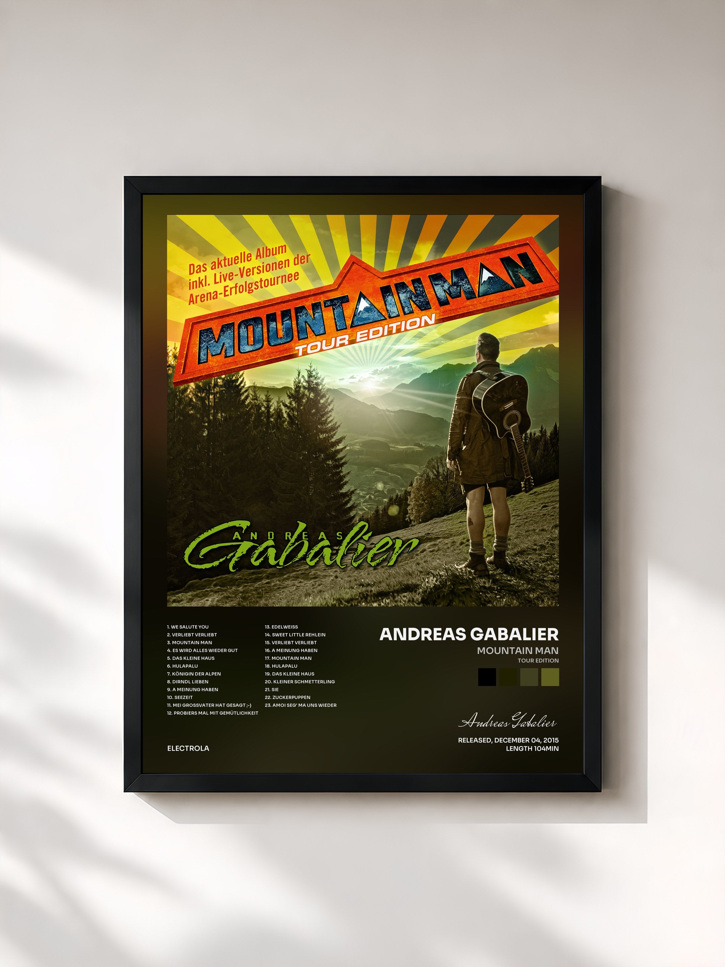 #noir Tableau de l'album Mountain Man (Tour Edition) de Andreas Gabalier, cadre noir, imprimé et encadré en France