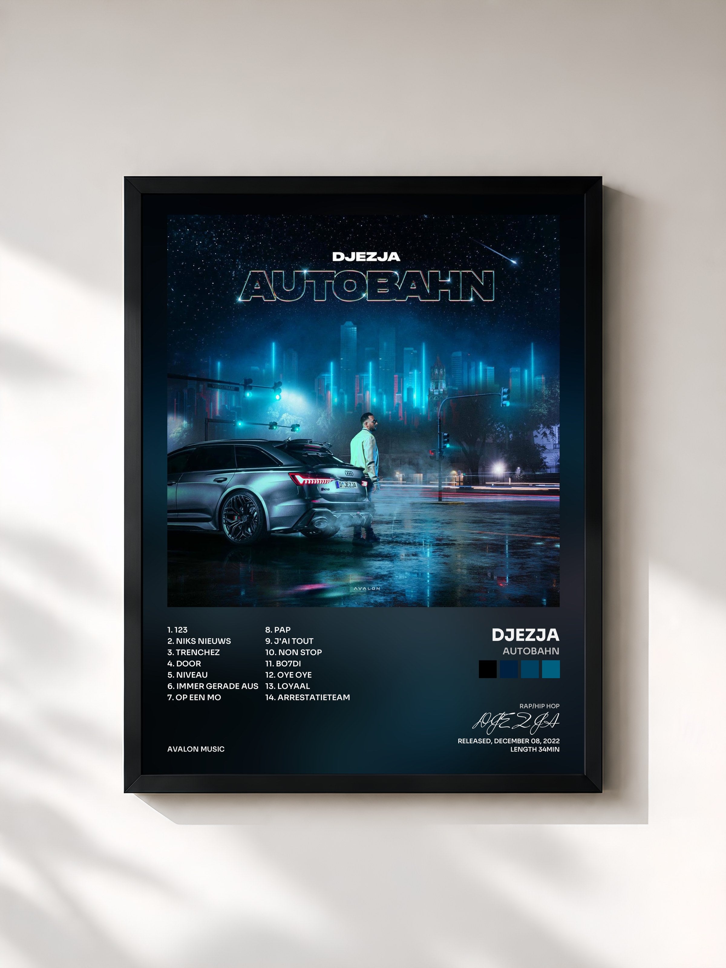 #noir Tableau de l'album Autobahn de DJEZJA, cadre noir, imprimé et encadré en France