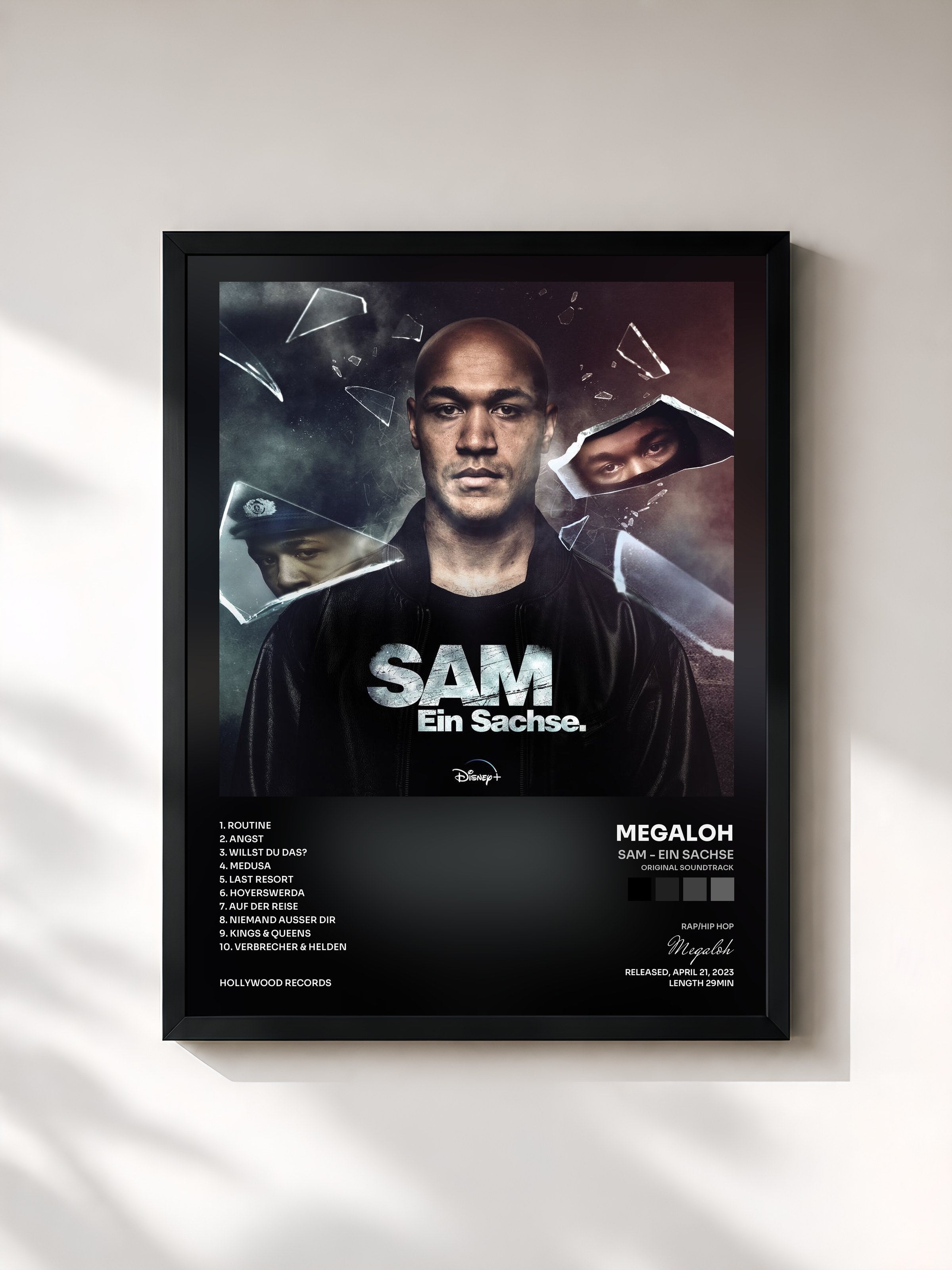 #noir Tableau de l'album Sam - ein Sachse (Original Soundtrack) de Megaloh, cadre noir, imprimé et encadré en France