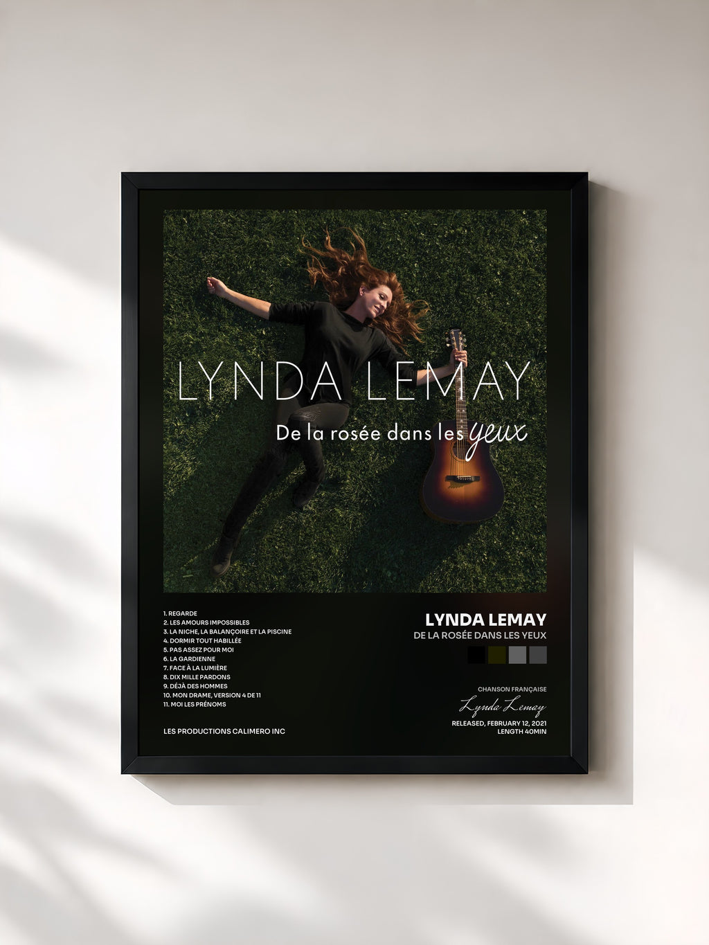 #noir De la rosée dans les yeux de Lynda Lemay en lámina enmarcada, marco negro, impresa y enmarcada en Francia