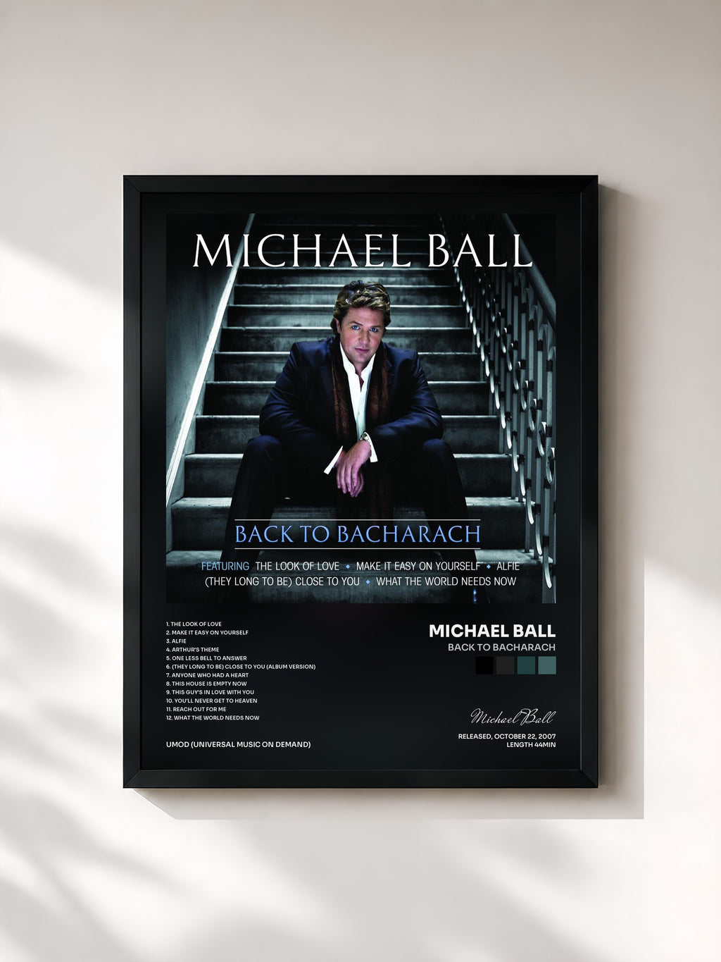 #noir Tableau de l'album Back To Bacharach de Michael Ball, cadre noir, imprimé et encadré en France