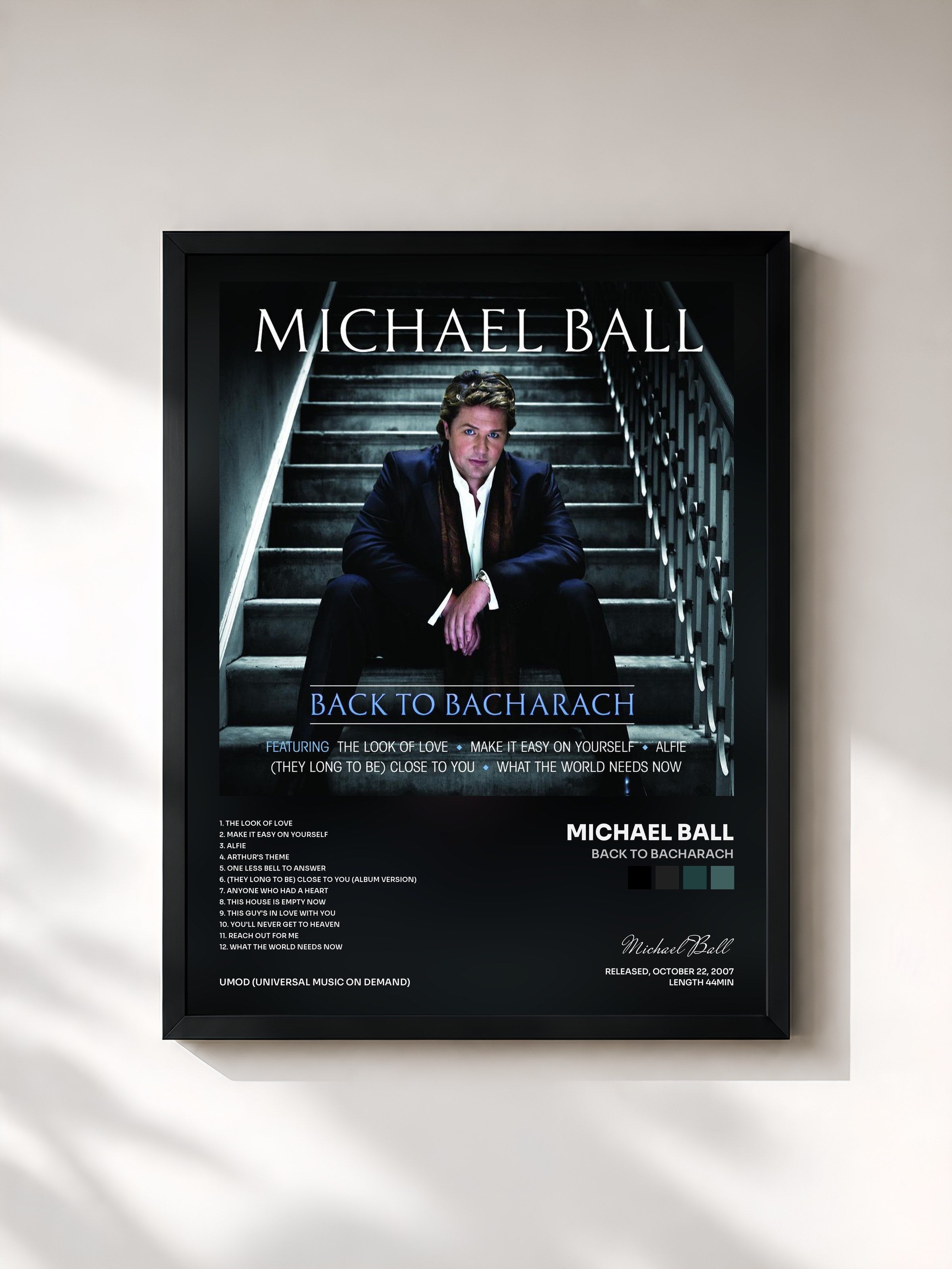 #noir Tableau de l'album Back To Bacharach de Michael Ball, cadre noir, imprimé et encadré en France