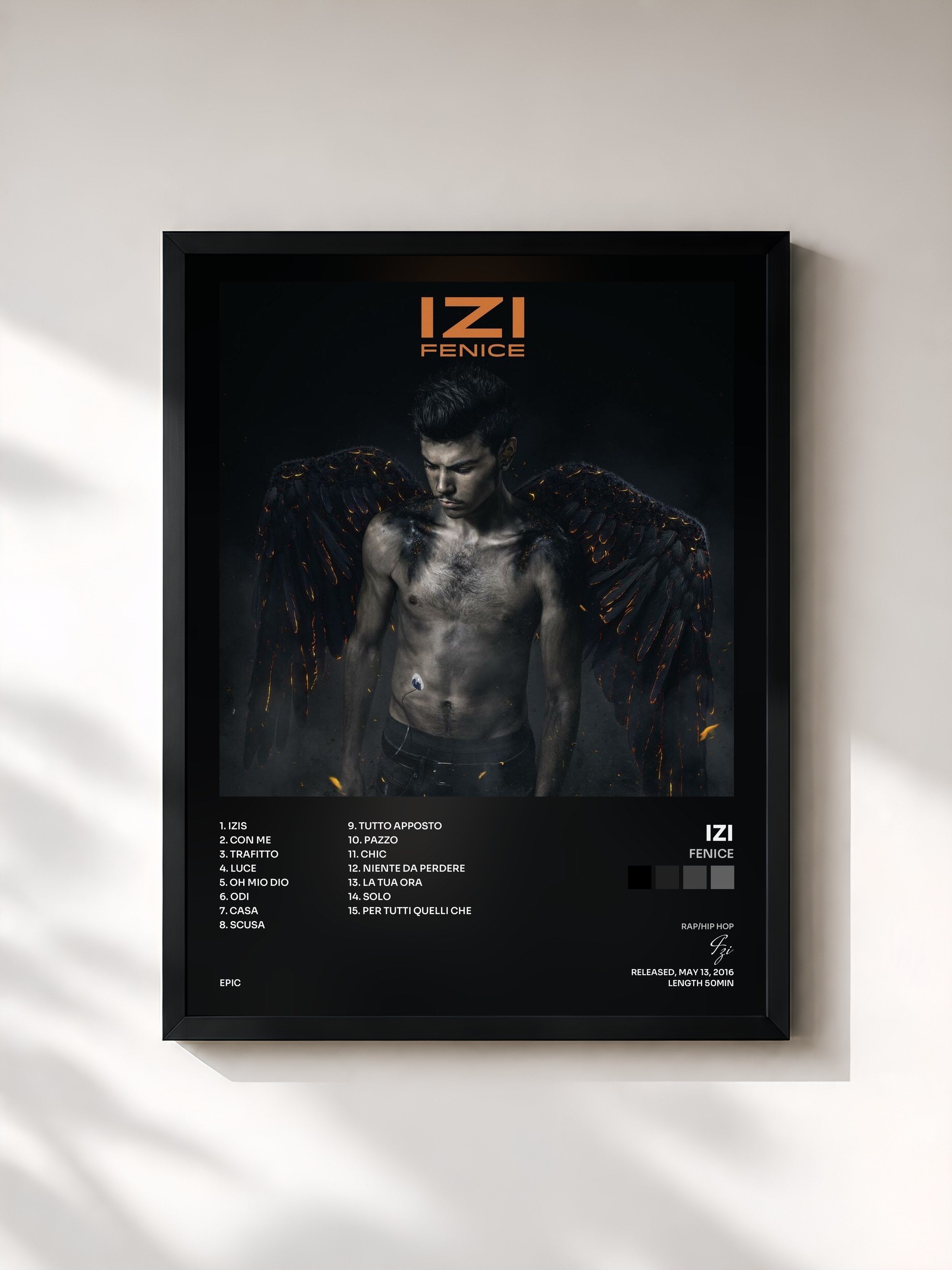 #noir Tableau de l'album Fenice de Izi, cadre noir, imprimé et encadré en France