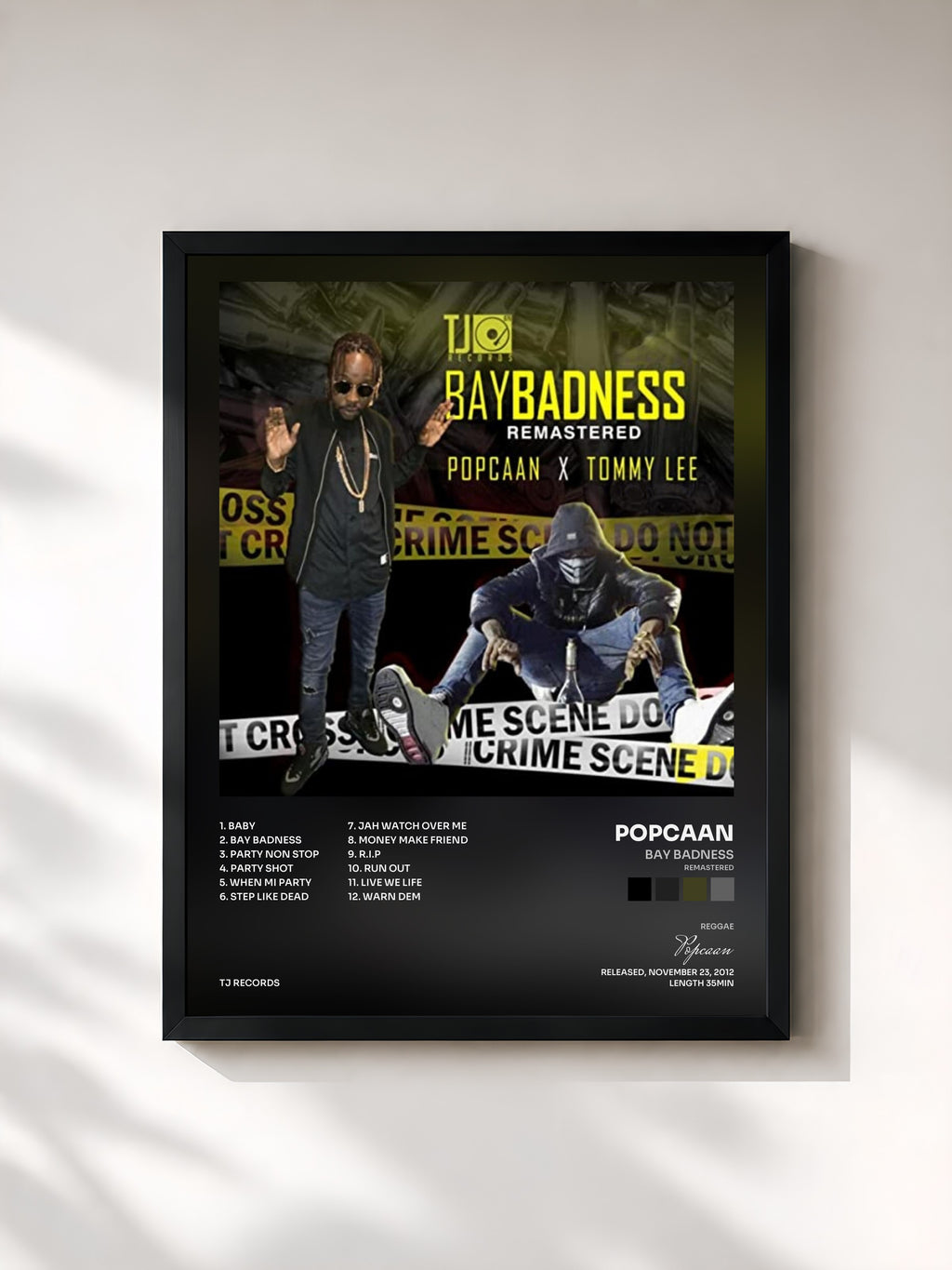 #noir Tableau de l'album Bay Badness (Remastered) de Popcaan, cadre noir, imprimé et encadré en France