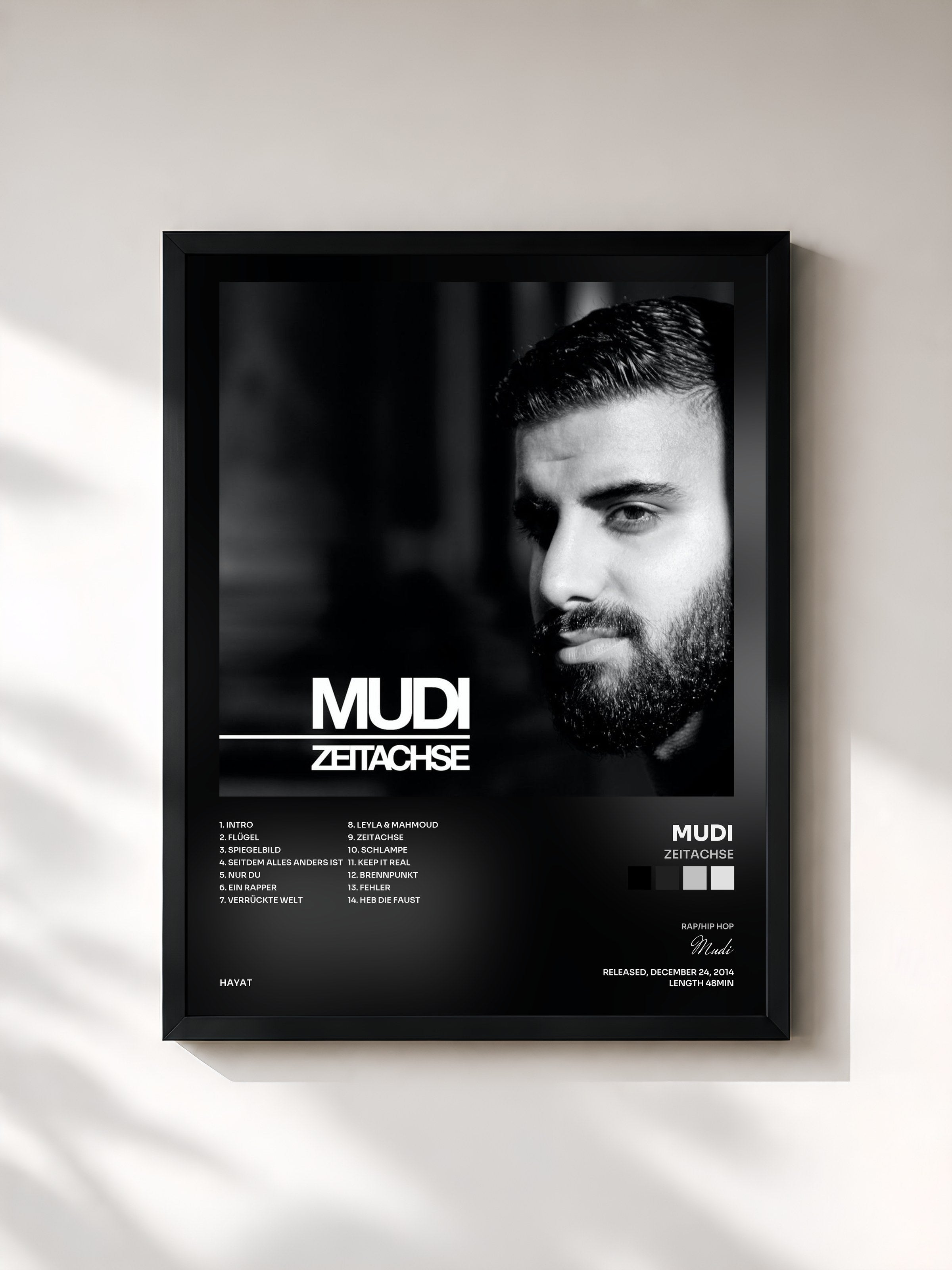 #noir Tableau de l'album Zeitachse de Mudi, cadre noir, imprimé et encadré en France