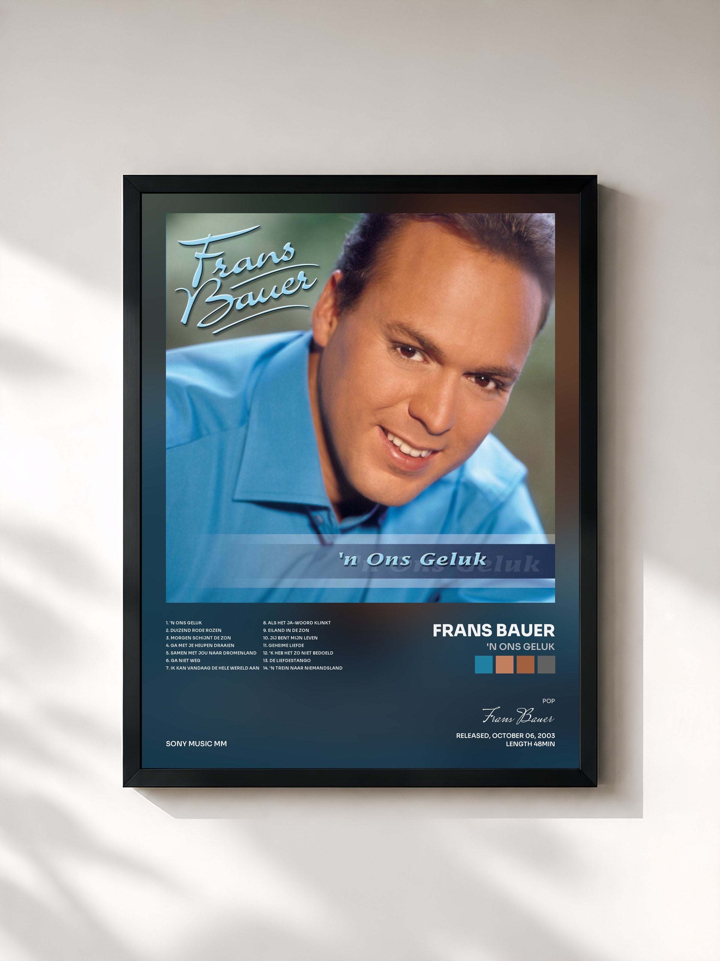 #noir Tableau de l'album 'N Ons Geluk de Frans Bauer, cadre noir, imprimé et encadré en France