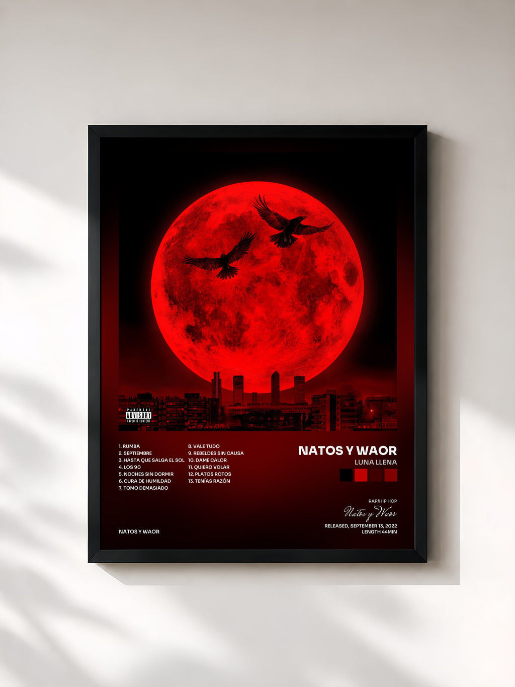 #noir Tableau de l'album Luna llena de Natos y Waor, cadre noir, imprimé et encadré en France