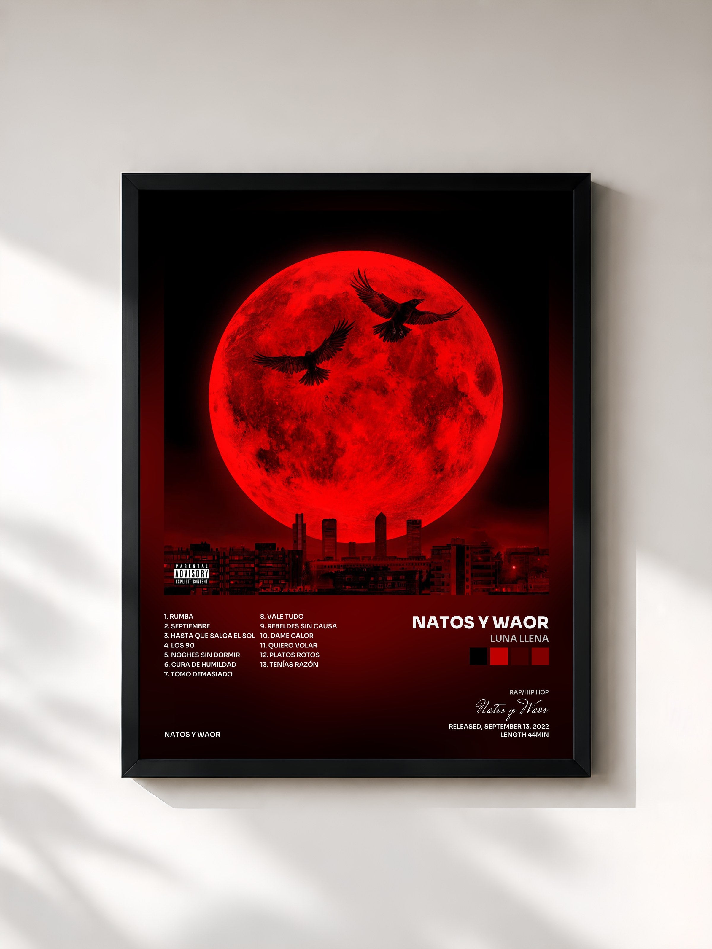 #noir Tableau de l'album Luna llena de Natos y Waor, cadre noir, imprimé et encadré en France