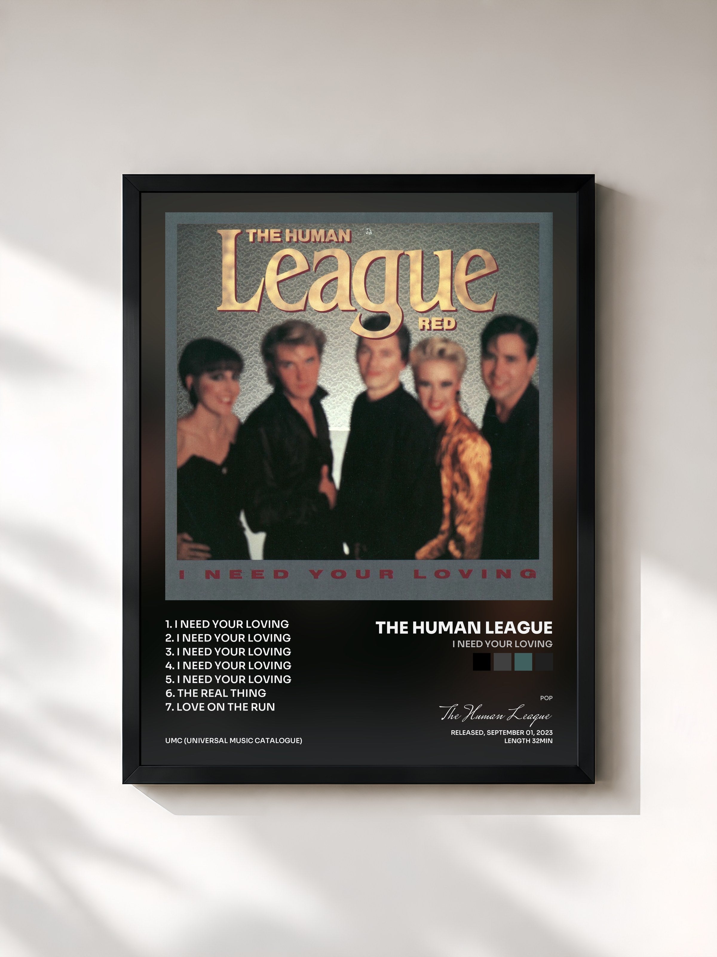 #noir Tableau de l'album I Need Your Loving de The Human League, cadre noir, imprimé et encadré en France