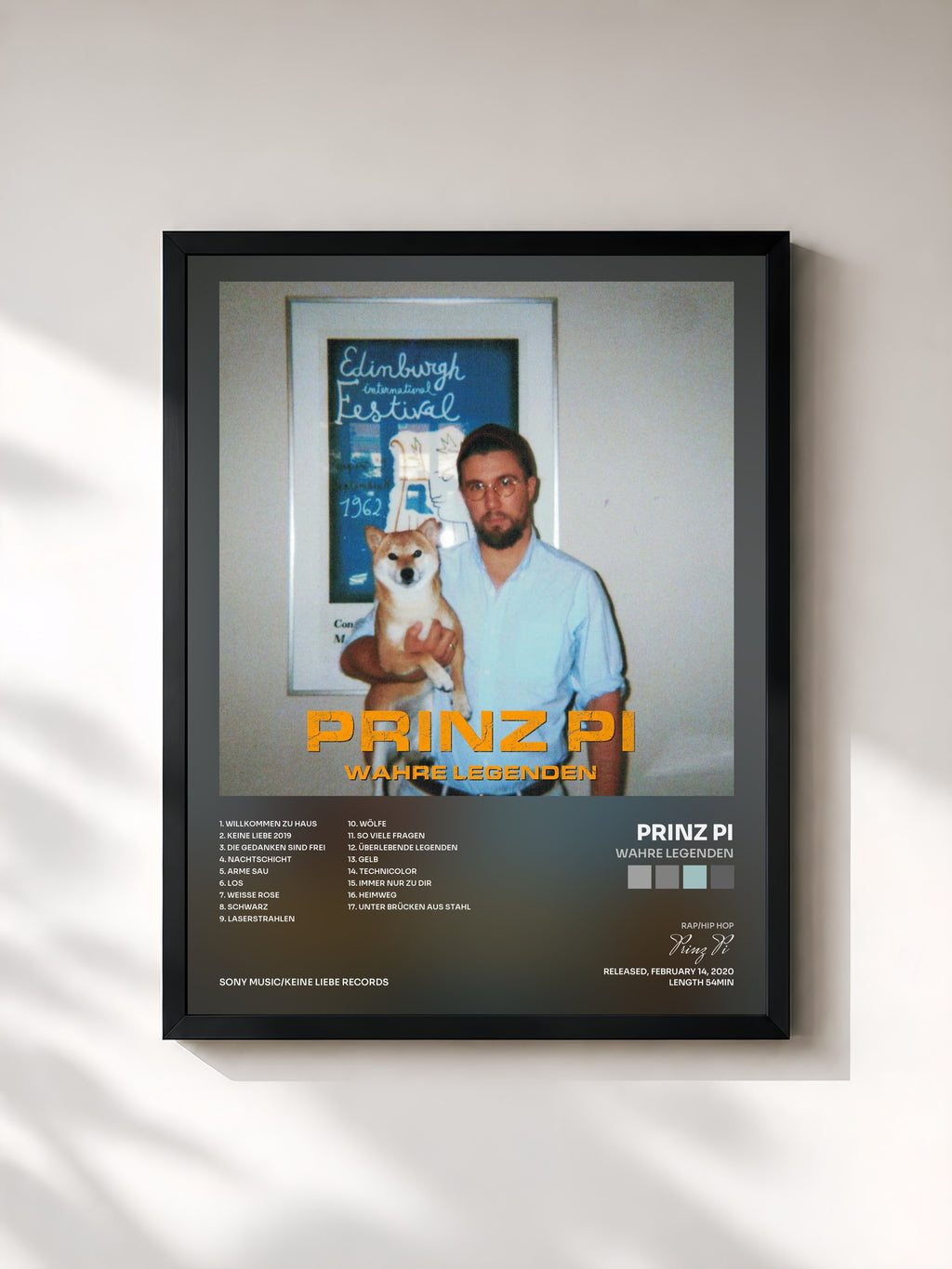 #noir Tableau de l'album Wahre Legenden de Prinz Pi, cadre noir, imprimé et encadré en France
