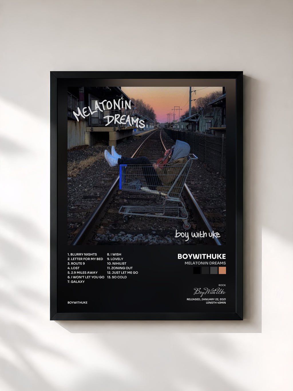 #noir Tableau de l'album Melatonin Dreams de BoyWithUke, cadre noir, imprimé et encadré en France