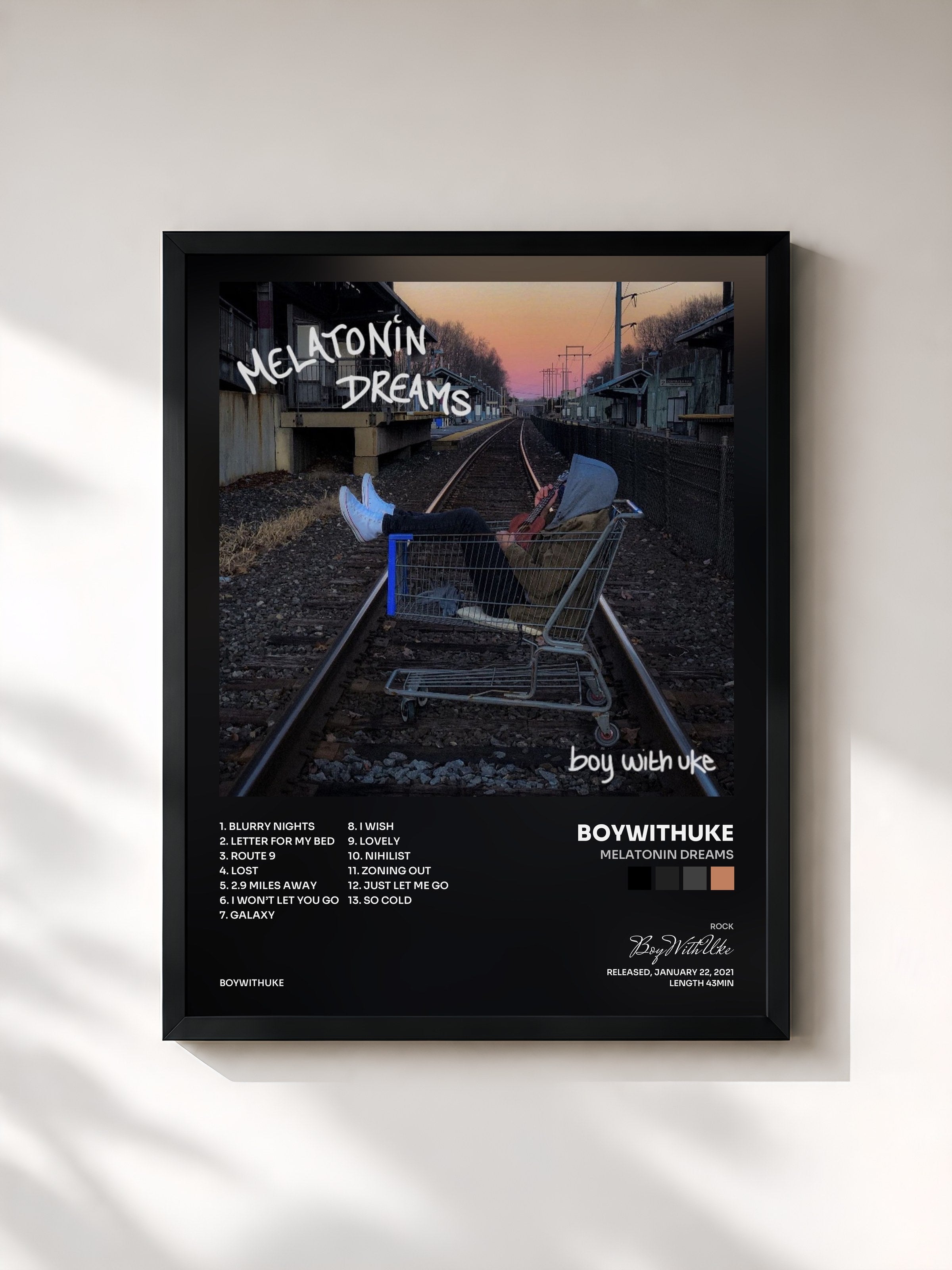 #noir Tableau de l'album Melatonin Dreams de BoyWithUke, cadre noir, imprimé et encadré en France