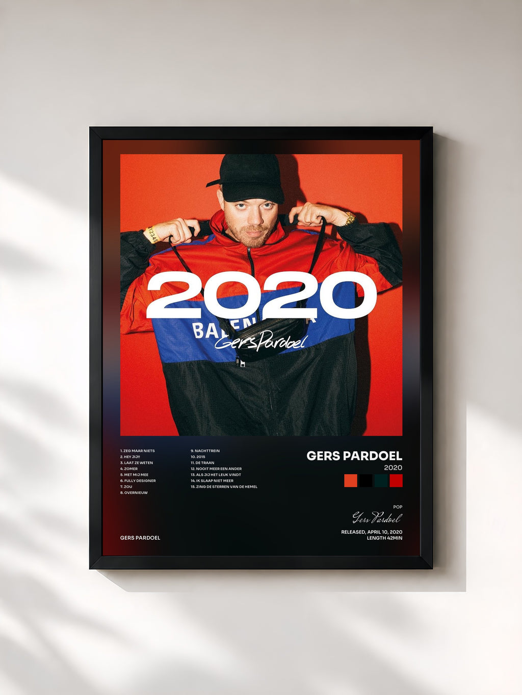 #noir Tableau de l'album 2020 de Gers Pardoel, cadre noir, imprimé et encadré en France