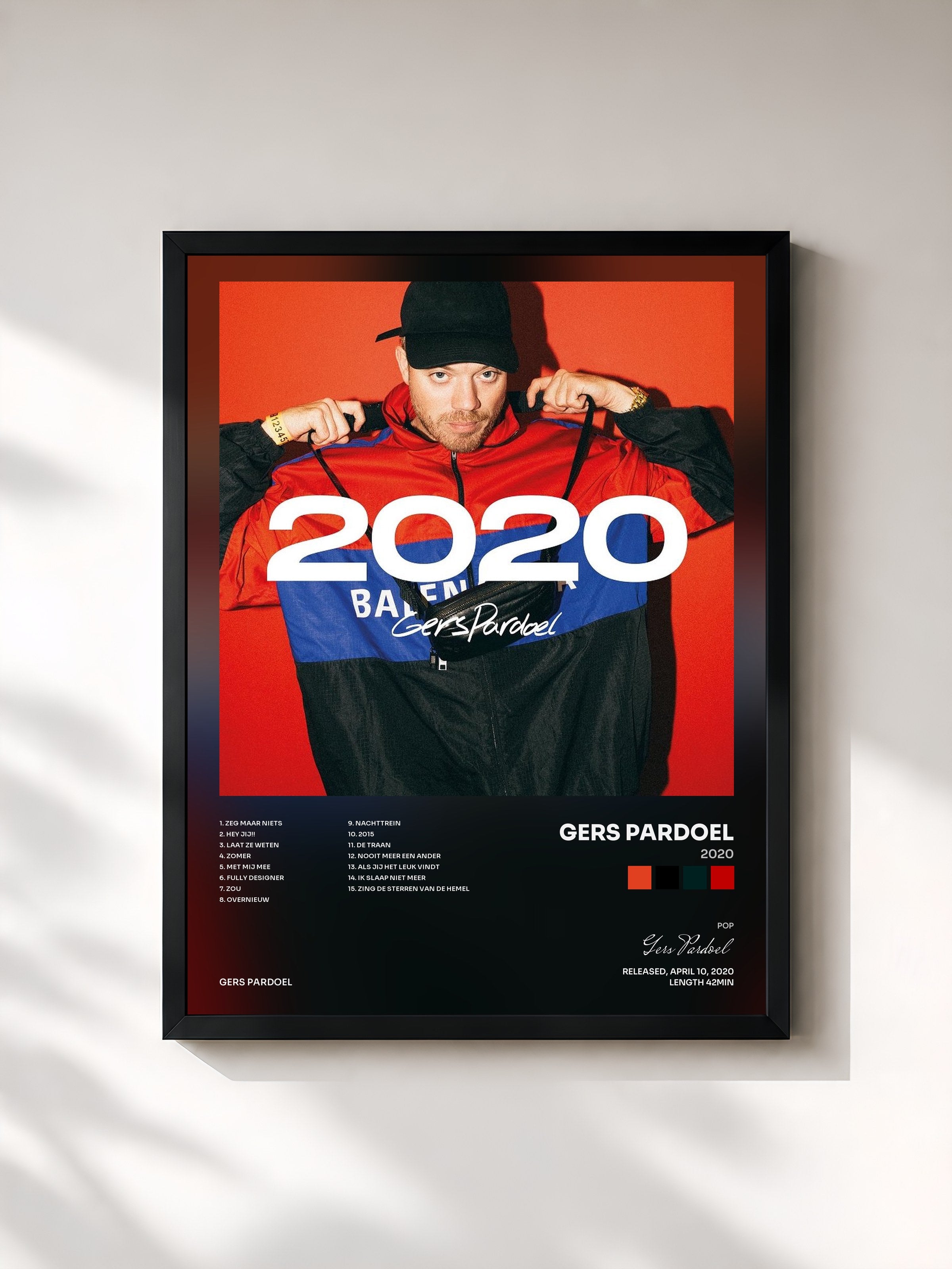 #noir Tableau de l'album 2020 de Gers Pardoel, cadre noir, imprimé et encadré en France