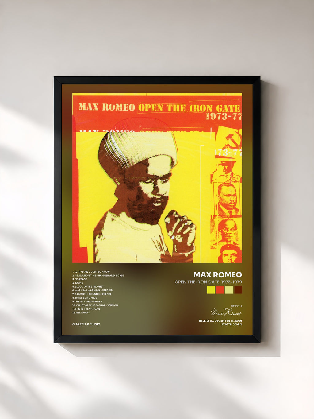 #noir Tableau de l'album Open the Iron Gate: 1973-1979 de Max Romeo, cadre noir, imprimé et encadré en France