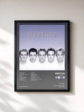 #noir Tableau de l'album Westlife de Westlife, cadre noir, imprimé et encadré en France