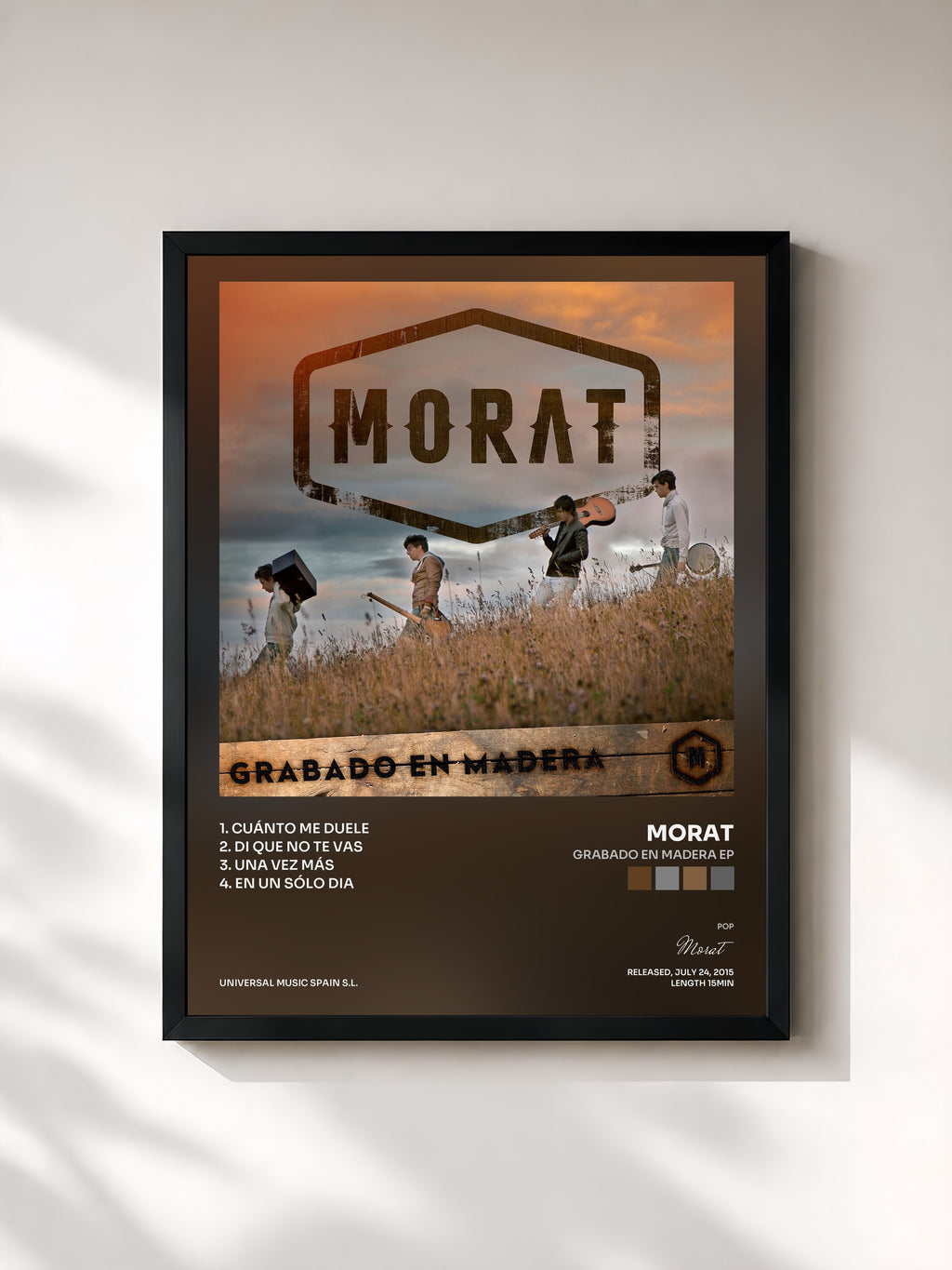 #noir Tableau de l'album Grabado En Madera EP de Morat, cadre noir, imprimé et encadré en France