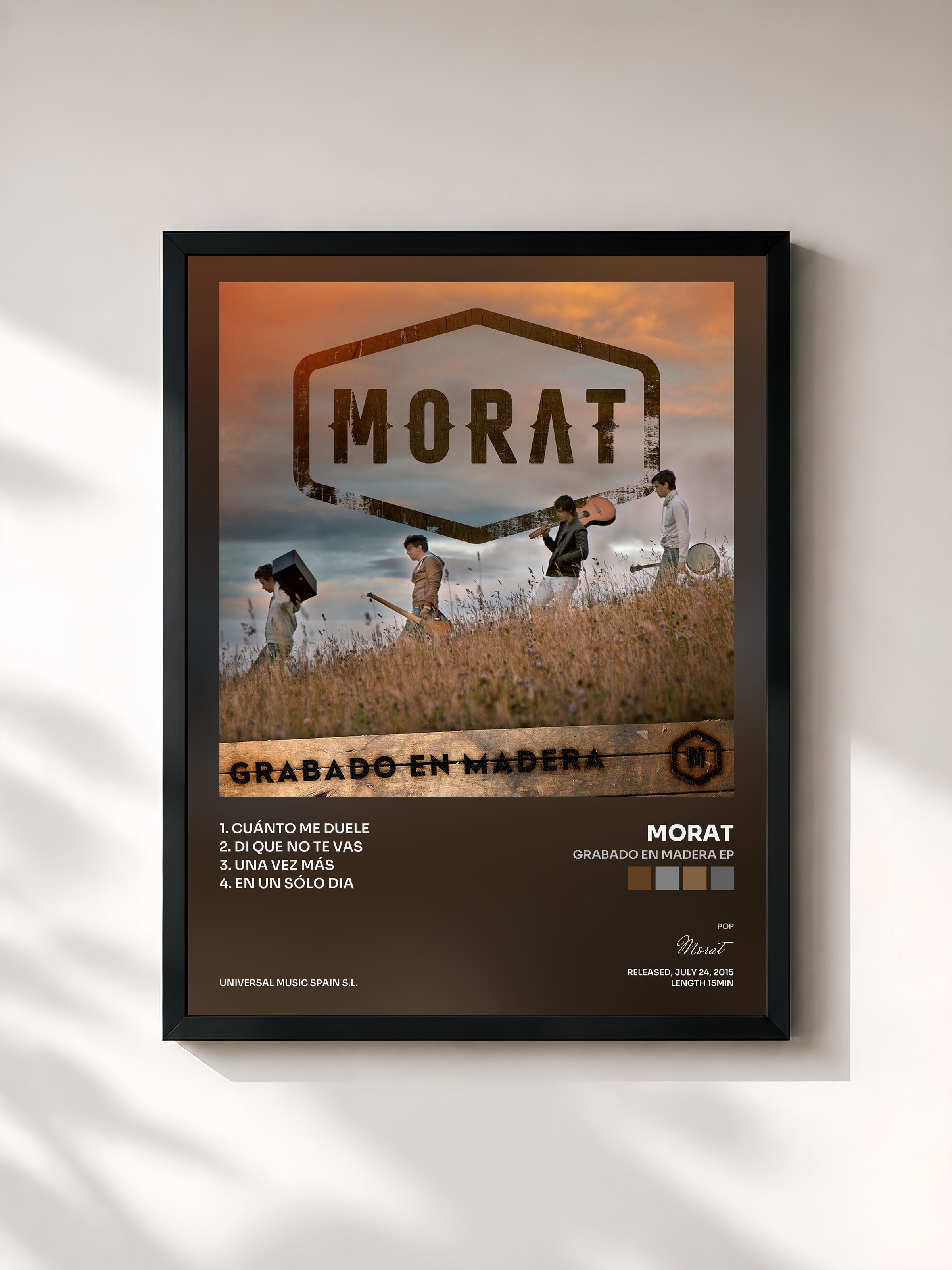#noir Tableau de l'album Grabado En Madera EP de Morat, cadre noir, imprimé et encadré en France