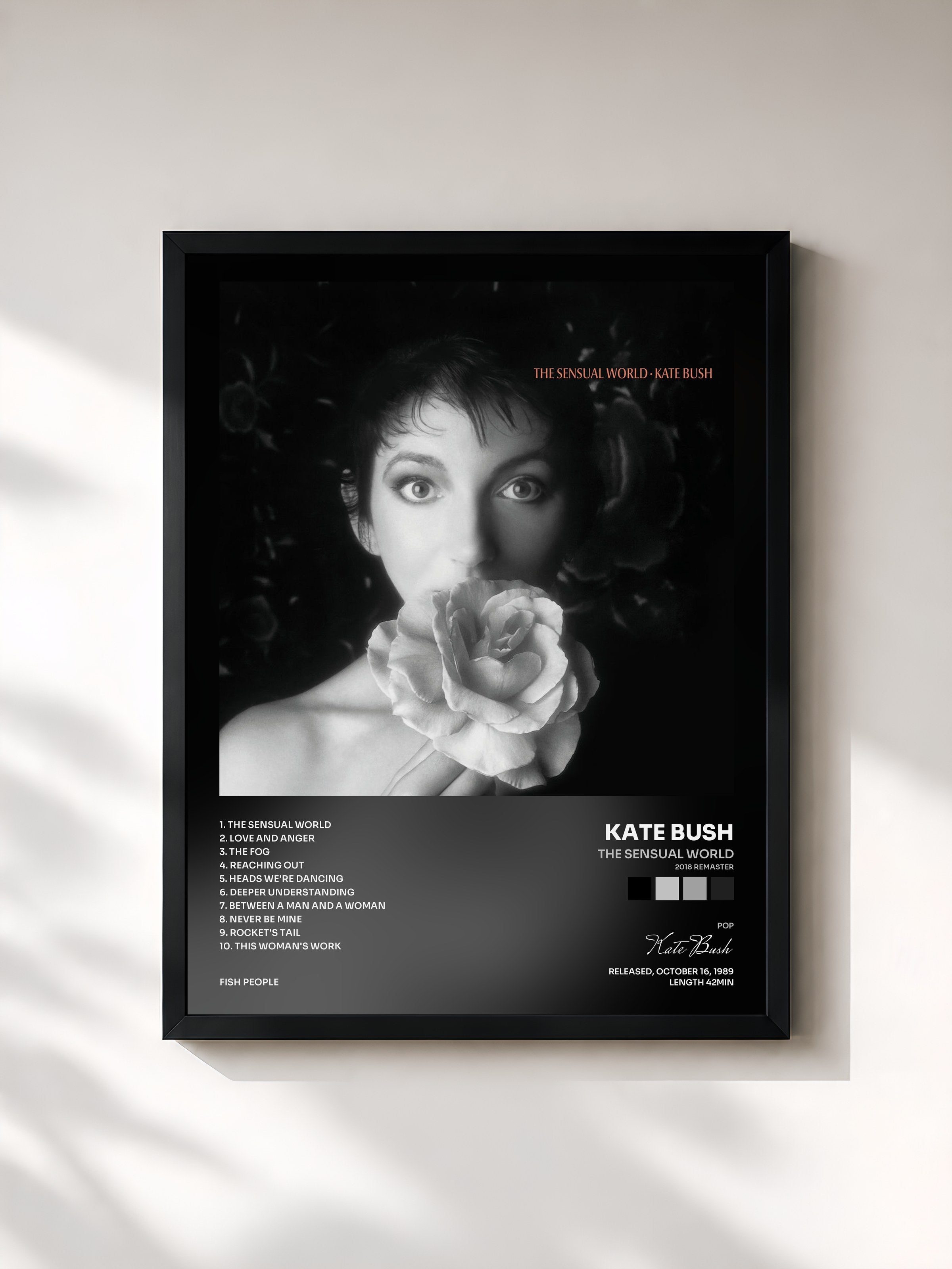 #noir Tableau de l'album The Sensual World (2018 Remaster) de Kate Bush, cadre noir, imprimé et encadré en France