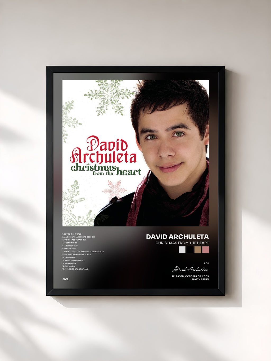 #noir Tableau de l'album Christmas From The Heart de David Archuleta, cadre noir, imprimé et encadré en France
