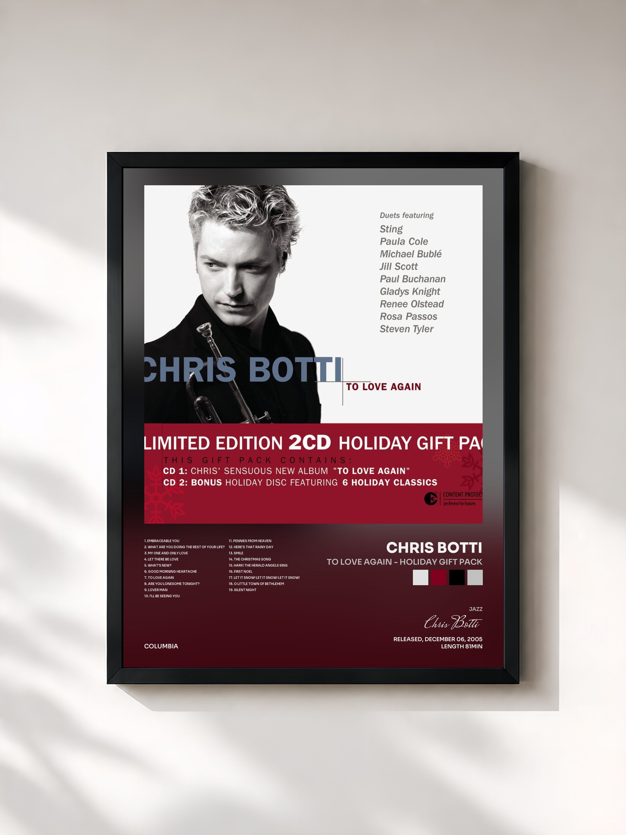 #noir Tableau de l'album To Love Again - Holiday Gift Pack de Chris Botti, cadre noir, imprimé et encadré en France