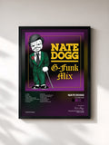 #noir Tableau de l'album G-Funk Mix de Nate Dogg, cadre noir, imprimé et encadré en France