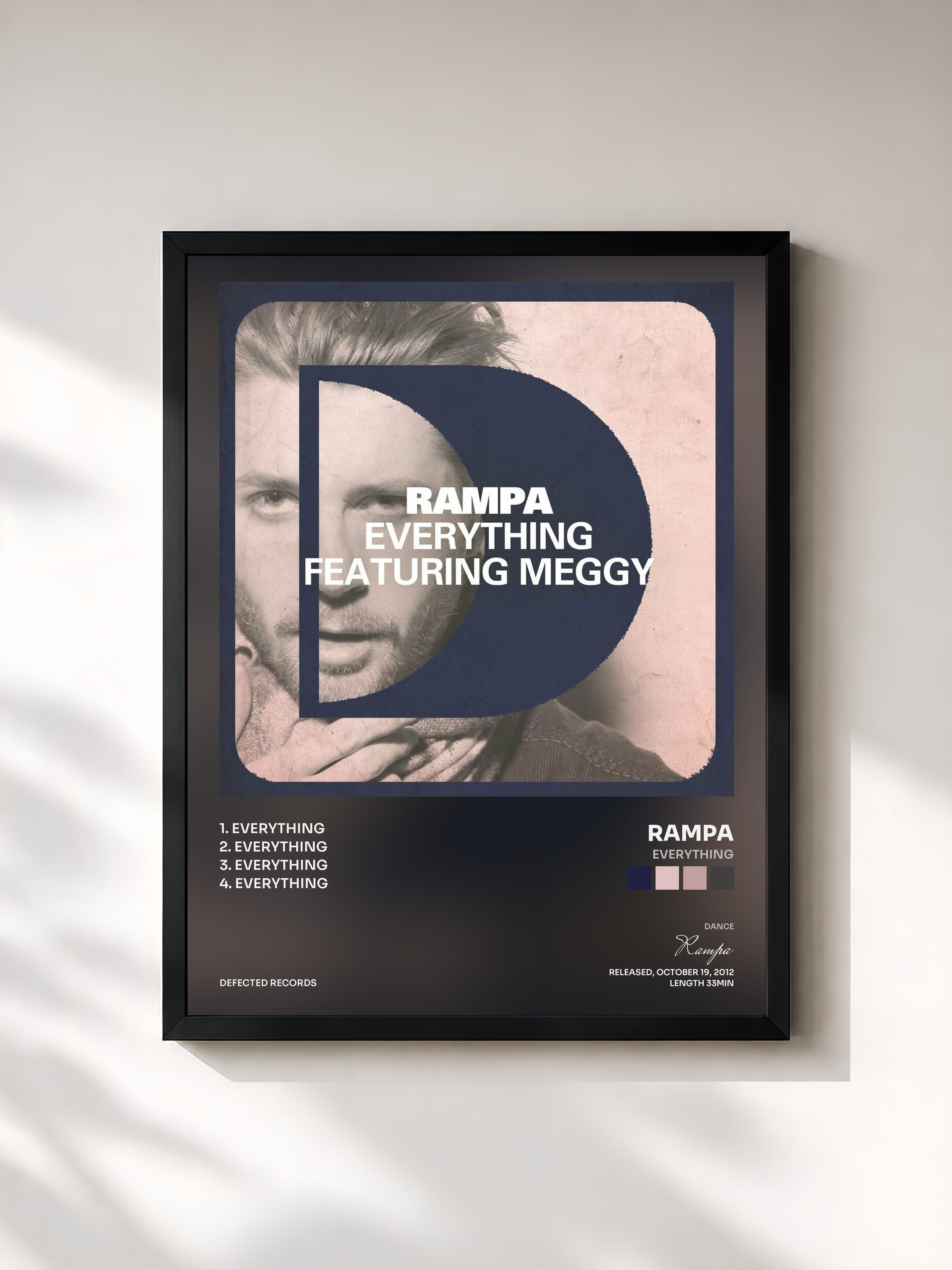 #noir Tableau de l'album Everything de Rampa, cadre noir, imprimé et encadré en France