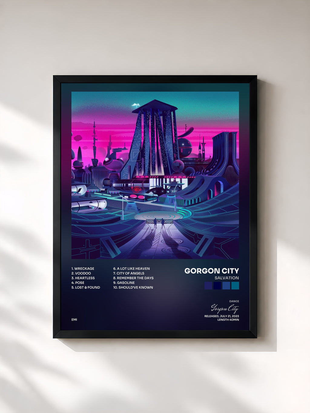 #noir Tableau de l'album Salvation de Gorgon City, cadre noir, imprimé et encadré en France