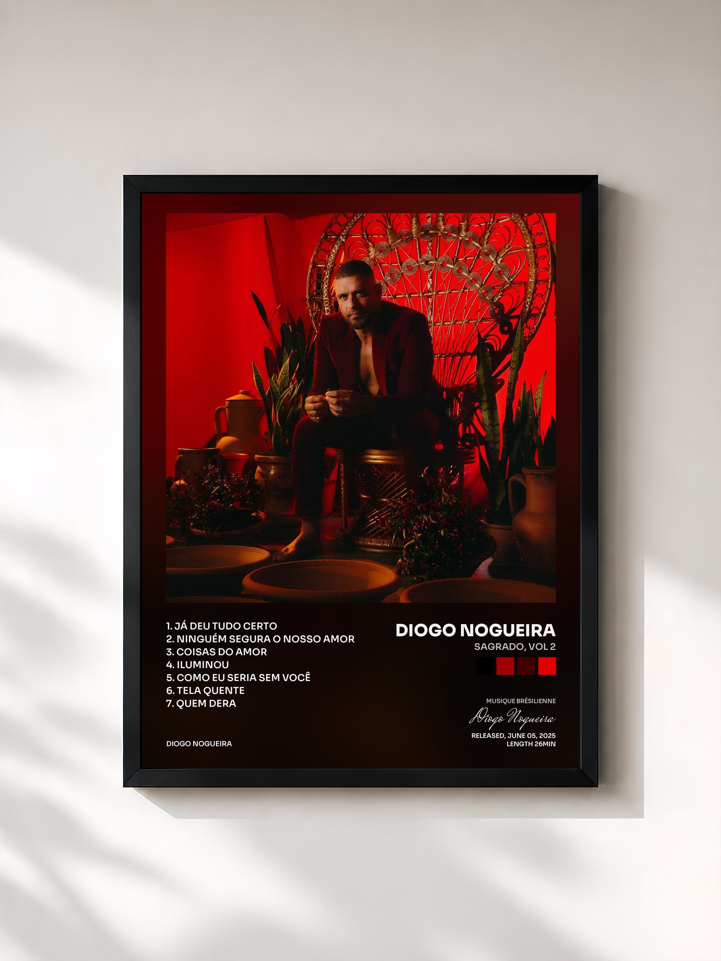 #noir Tableau de l'album SAGRADO, Vol 2 de Diogo Nogueira, cadre noir, imprimé et encadré en France