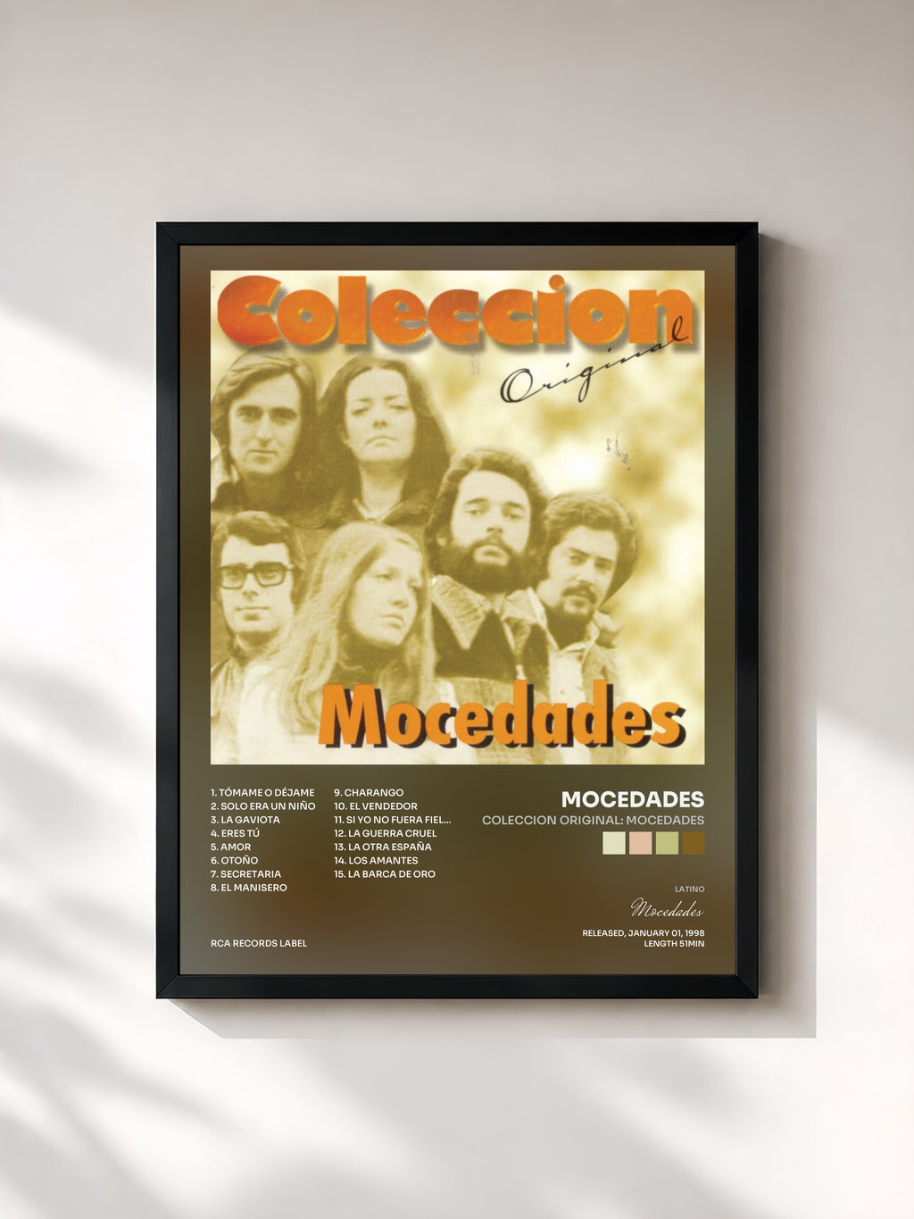 #noir Tableau de l'album Coleccion Original: Mocedades de Mocedades, cadre noir, imprimé et encadré en France