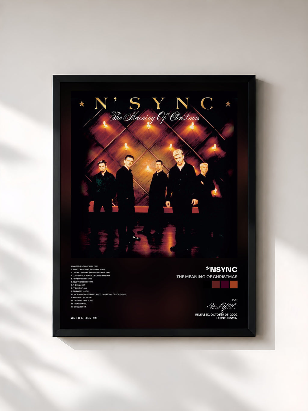 #noir Tableau de l'album The Meaning Of Christmas de *NSYNC, cadre noir, imprimé et encadré en France