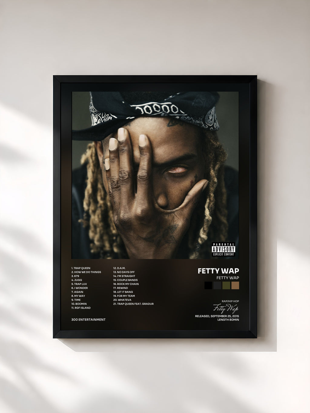 #noir Tableau de l'album Fetty Wap de Fetty Wap, cadre noir, imprimé et encadré en France