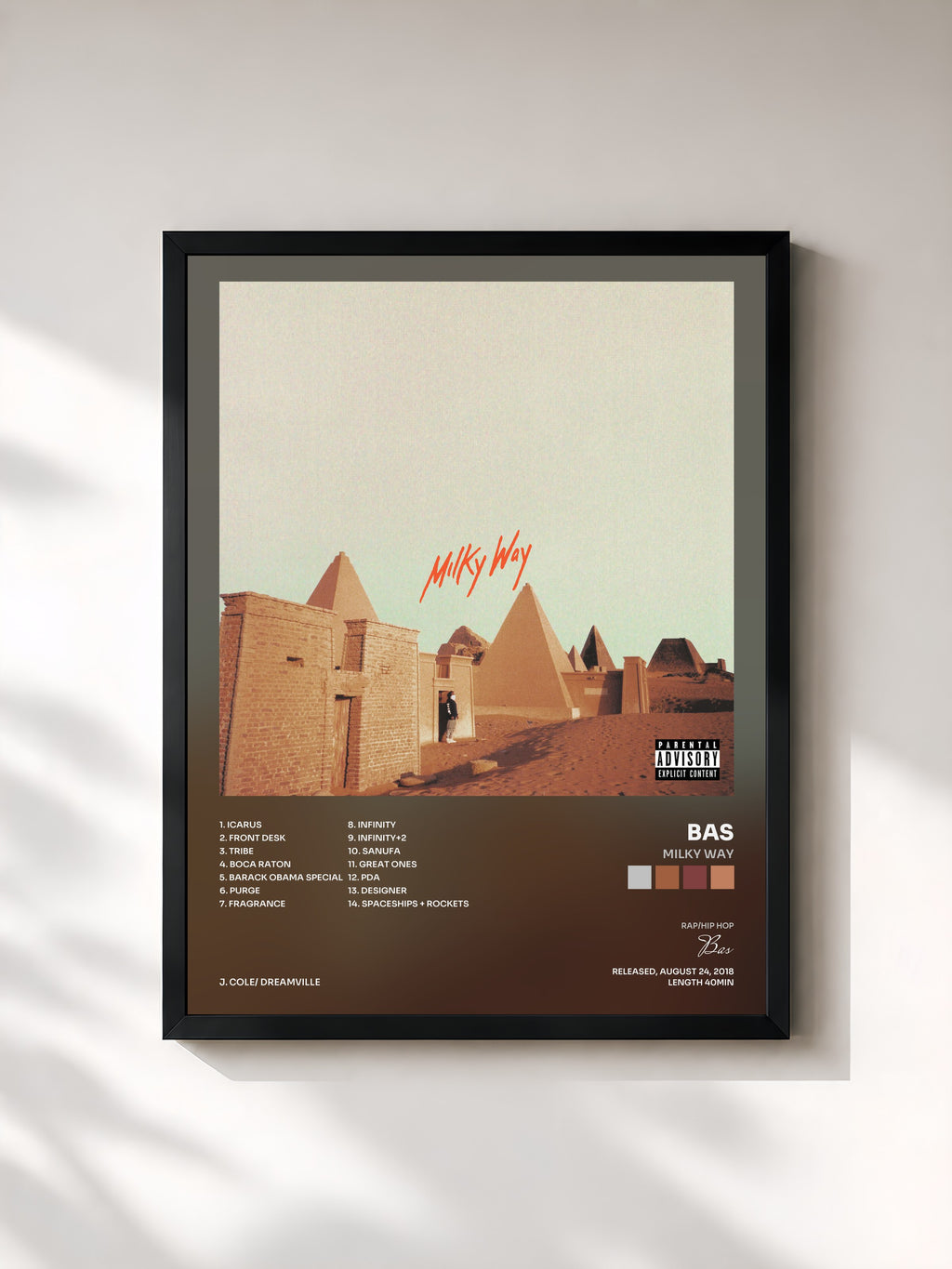 #noir Tableau de l'album Milky Way de Bas, cadre noir, imprimé et encadré en France