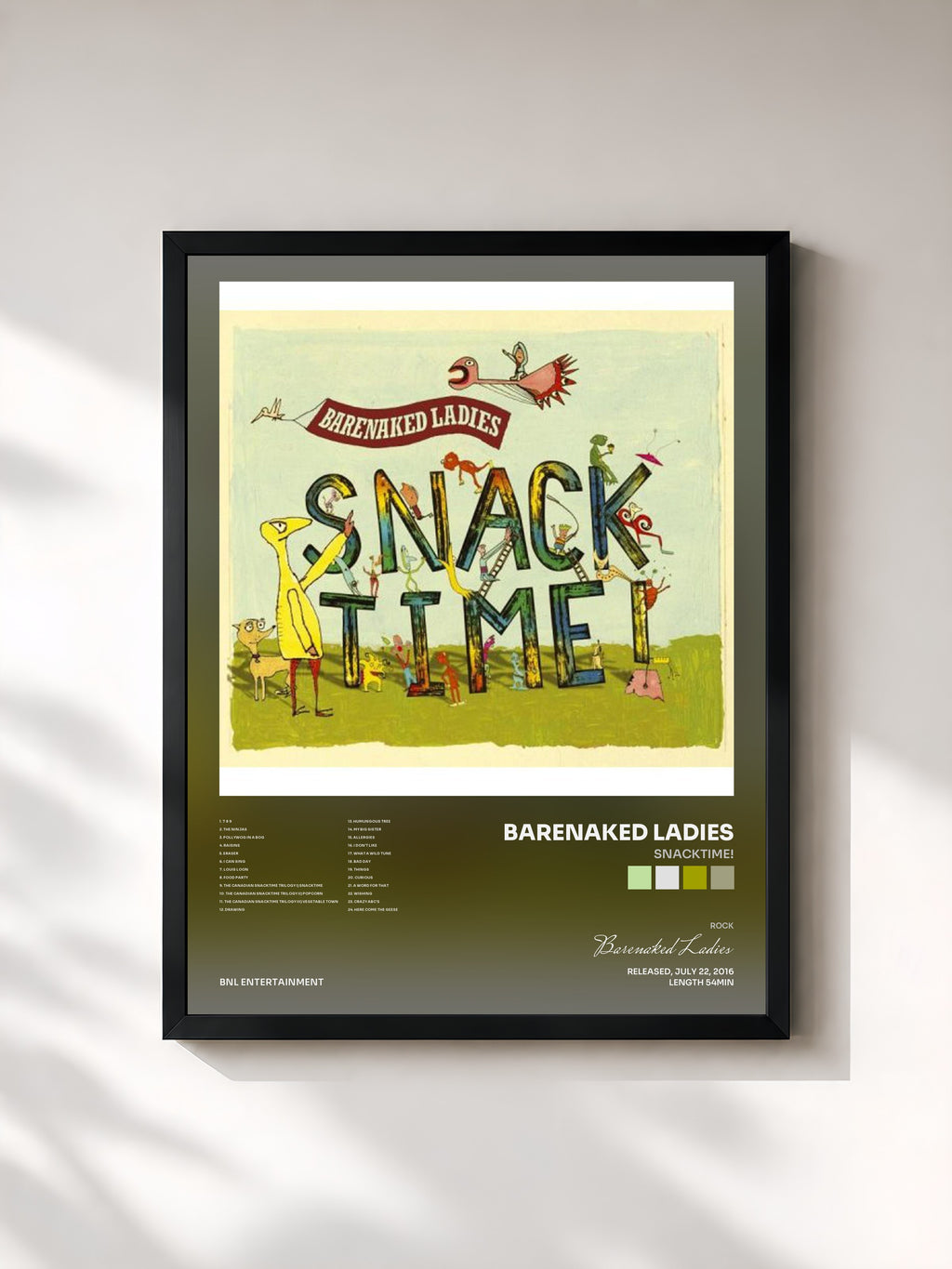 #noir Tableau de l'album Snacktime! de Barenaked Ladies, cadre noir, imprimé et encadré en France