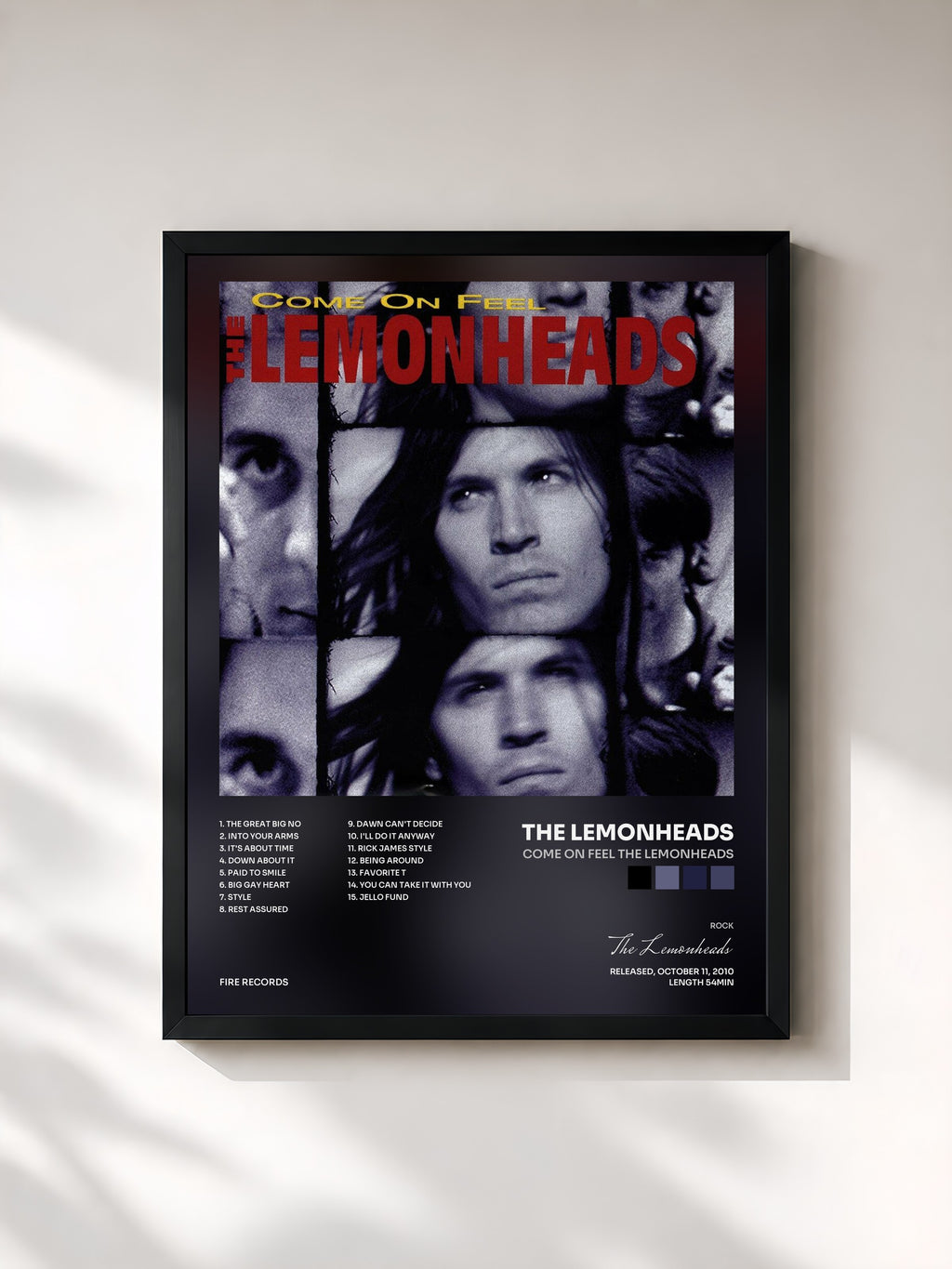 #noir Tableau de l'album Come on Feel The Lemonheads de The Lemonheads, cadre noir, imprimé et encadré en France