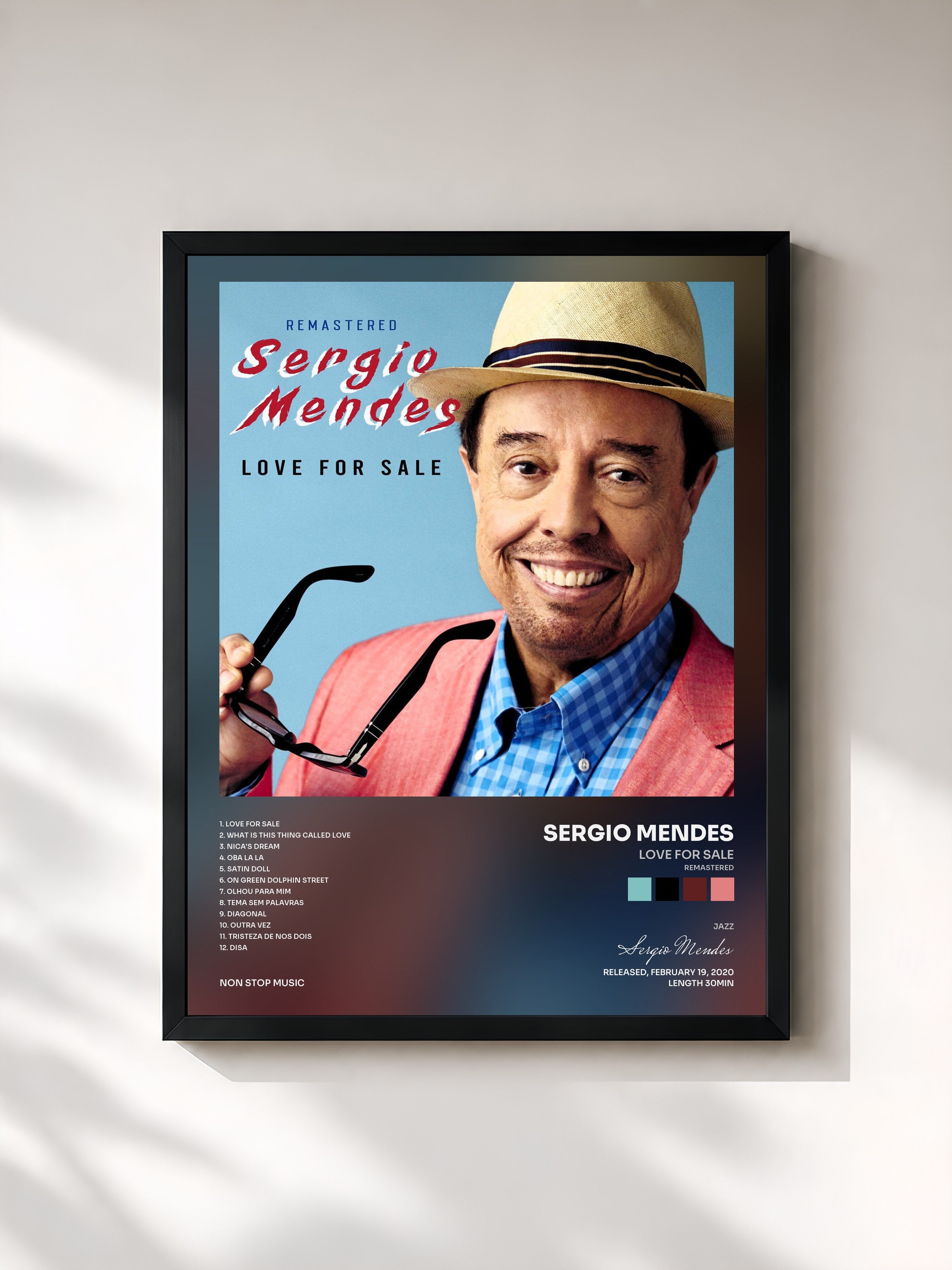 #noir Tableau de l'album Love for Sale (Remastered) de Sergio Mendes, cadre noir, imprimé et encadré en France