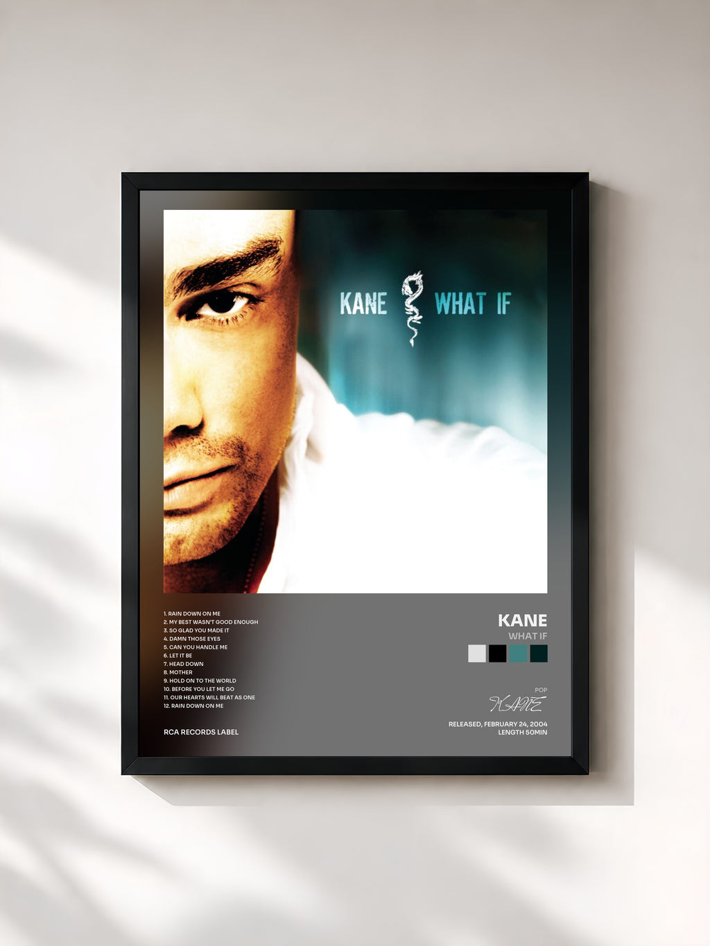 #noir Tableau de l'album What If de KANE, cadre noir, imprimé et encadré en France