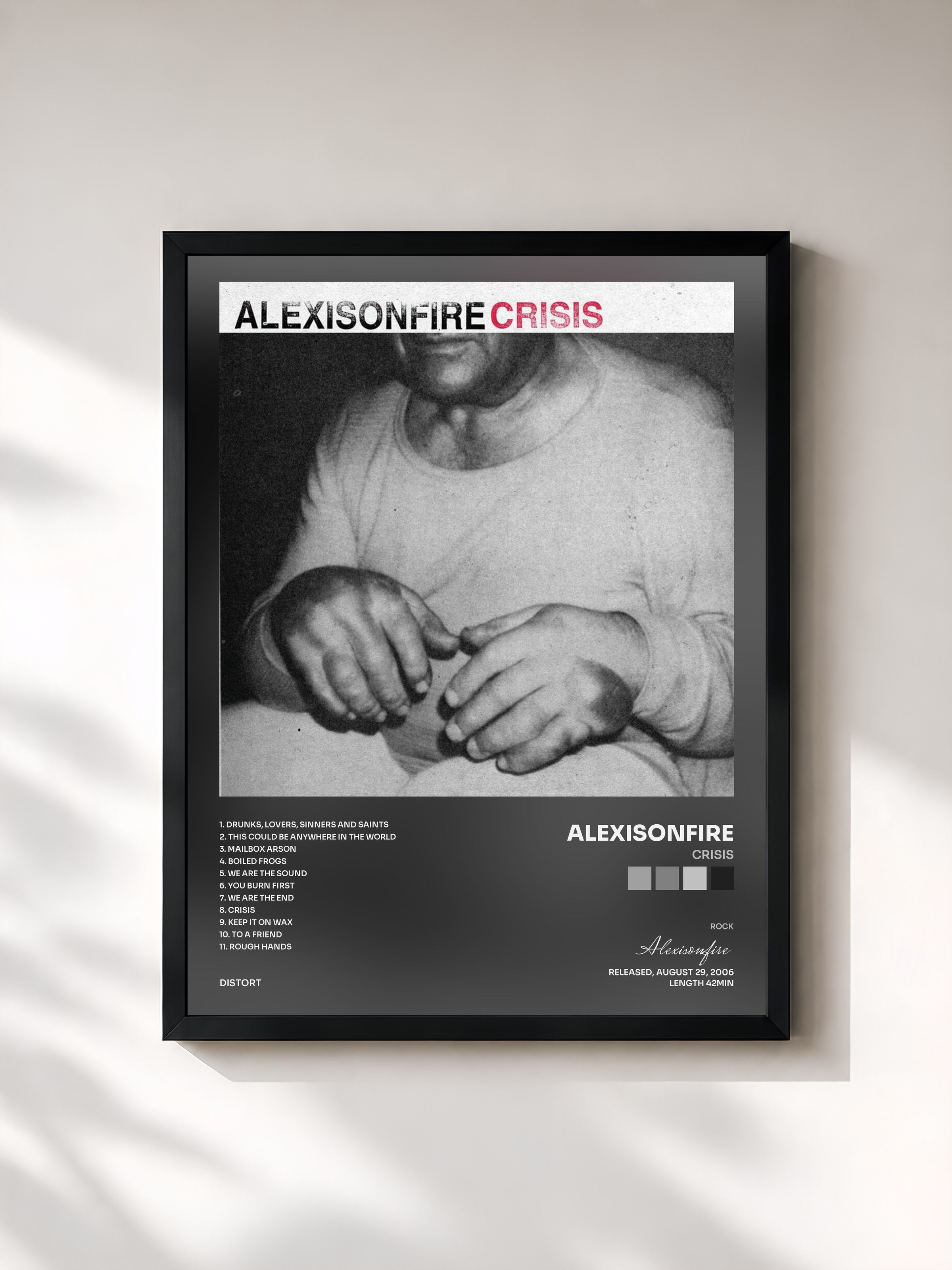 #noir Tableau de l'album Crisis de Alexisonfire, cadre noir, imprimé et encadré en France