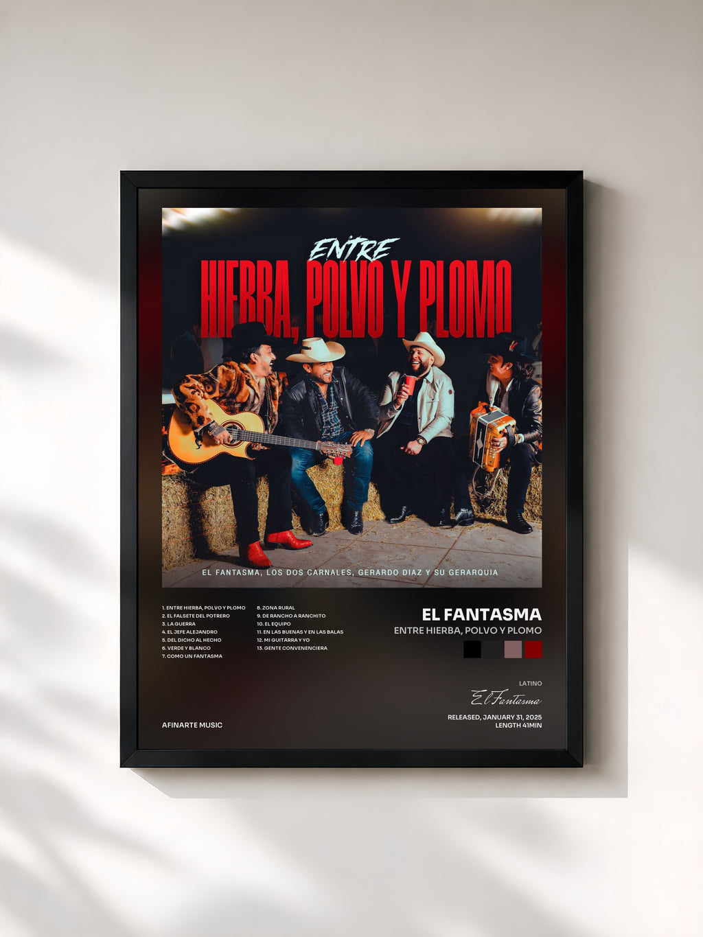 #noir Tableau de l'album Entre Hierba, Polvo y Plomo de El Fantasma, cadre noir, imprimé et encadré en France