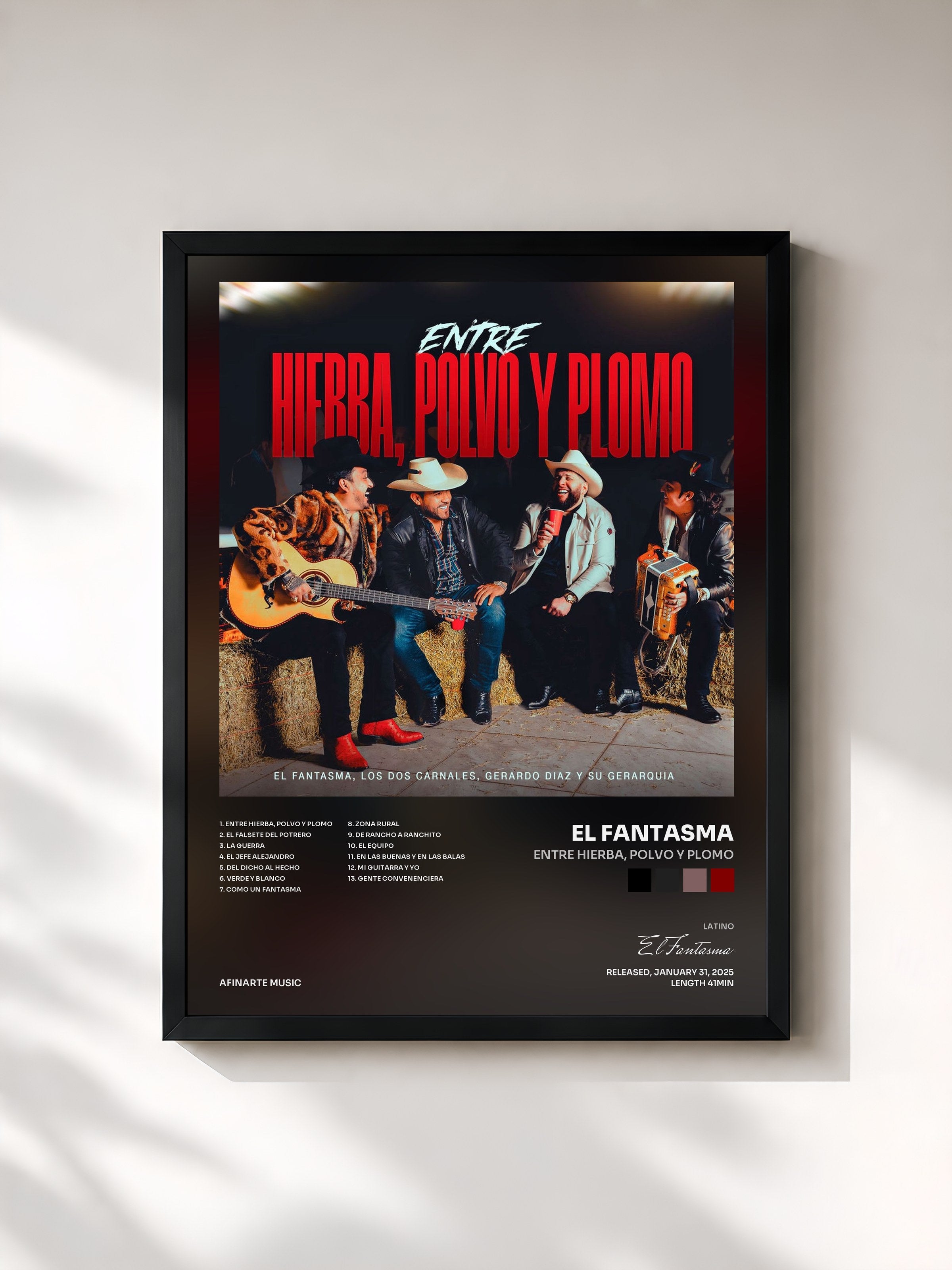 #noir Tableau de l'album Entre Hierba, Polvo y Plomo de El Fantasma, cadre noir, imprimé et encadré en France