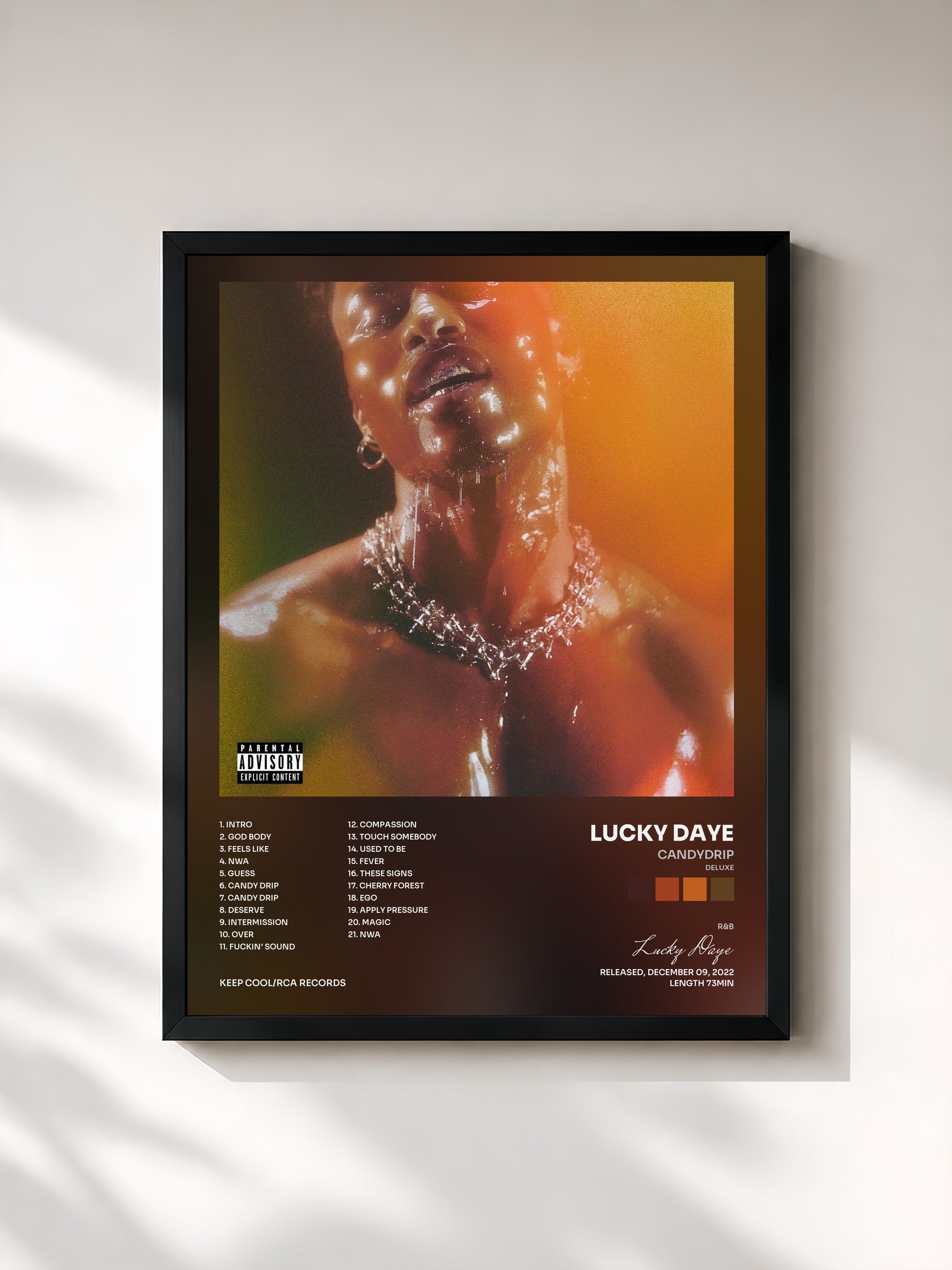 #noir Tableau de l'album Candydrip (Deluxe) de Lucky Daye, cadre noir, imprimé et encadré en France