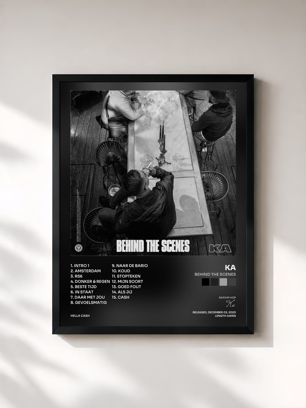 #noir Tableau de l'album Behind The Scenes de Ka, cadre noir, imprimé et encadré en France