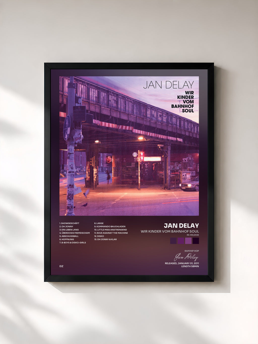 #noir Wir Kinder vom Bahnhof Soul (Re-Release) von Jan Delay als gerahmter Kunstdruck, schwarzer Rahmen, gedruckt und gerahmt in Frankreich