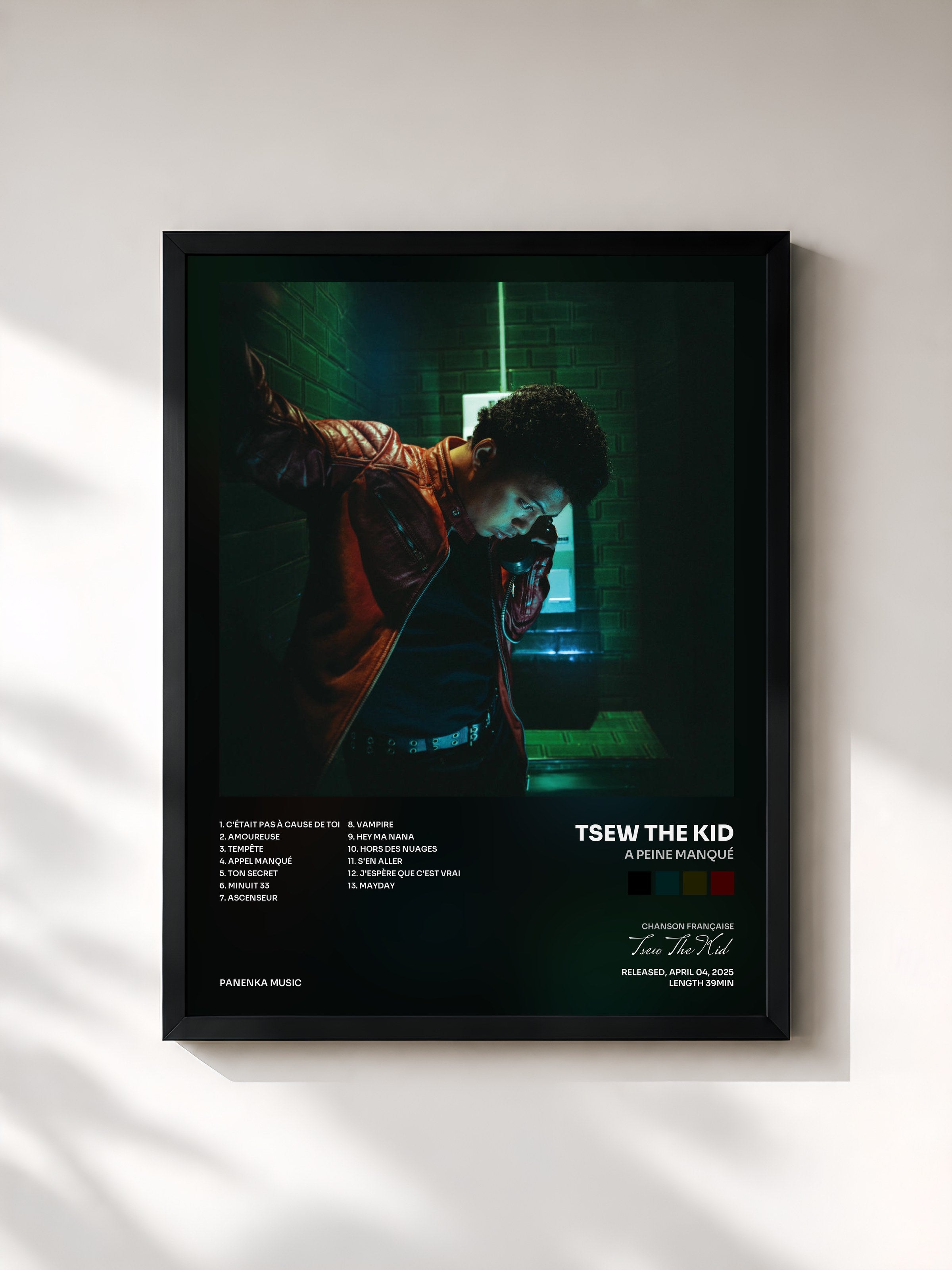 #noir Tableau de l'album A peine manqué de Tsew The Kid, cadre noir, imprimé et encadré en France